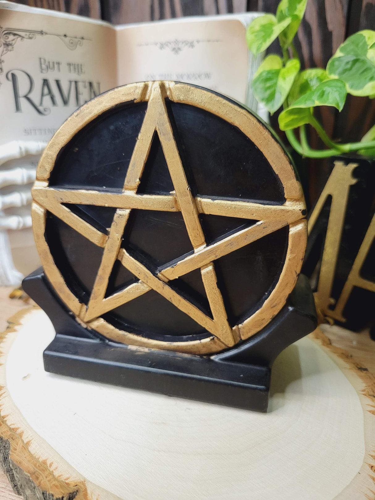 Pentagram Altar Candle: Black & Silver Handmade Wiccan Decor