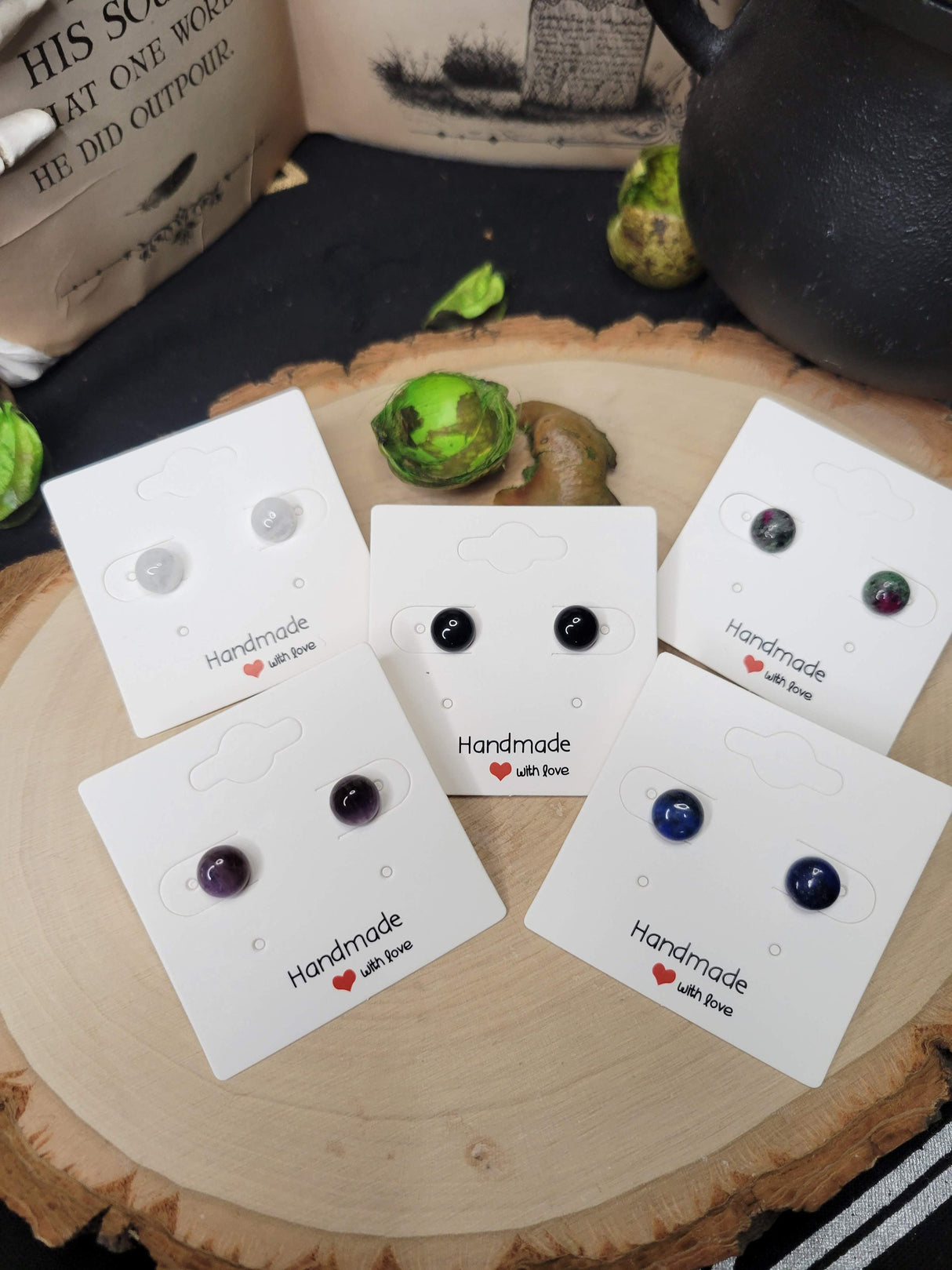 Tiny Gemstone Stud Earrings: Hypoallergenic Stainless Steel