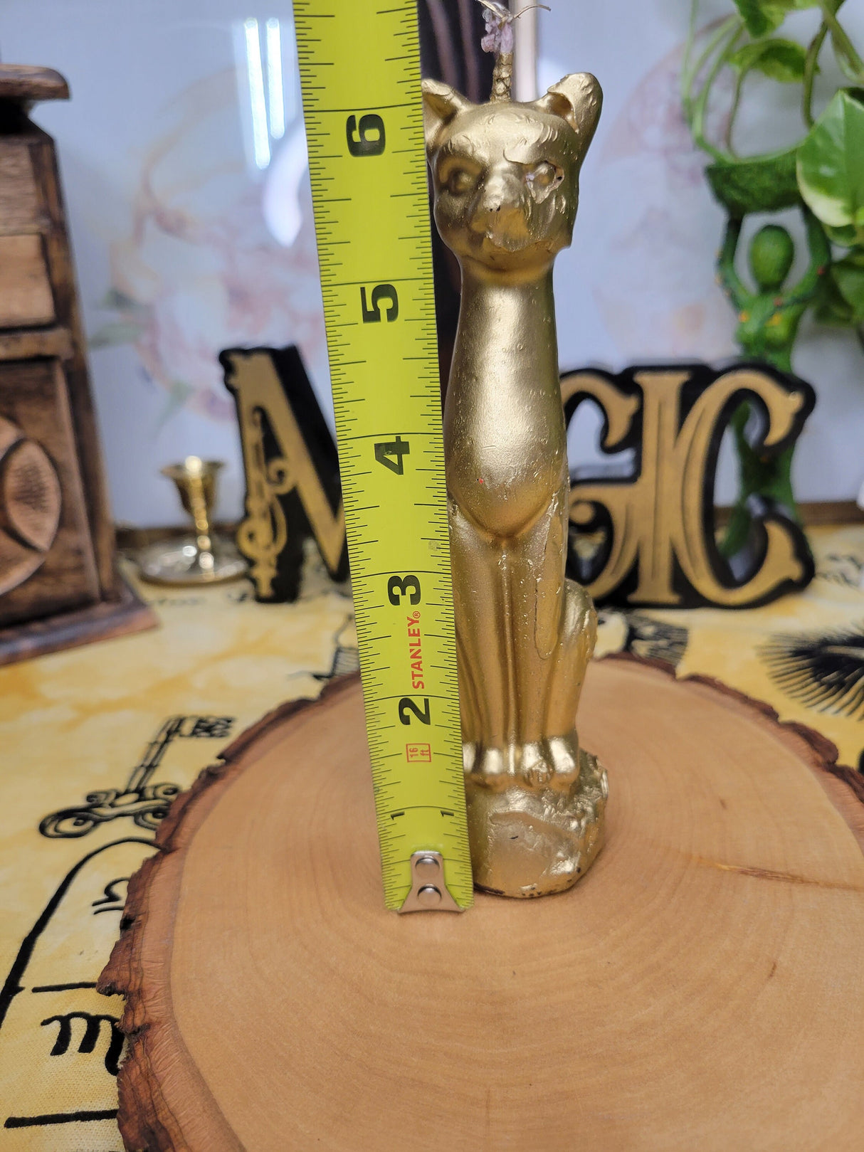 Gold Cat Ritual Candle: Decorative Offering, Spell Work
