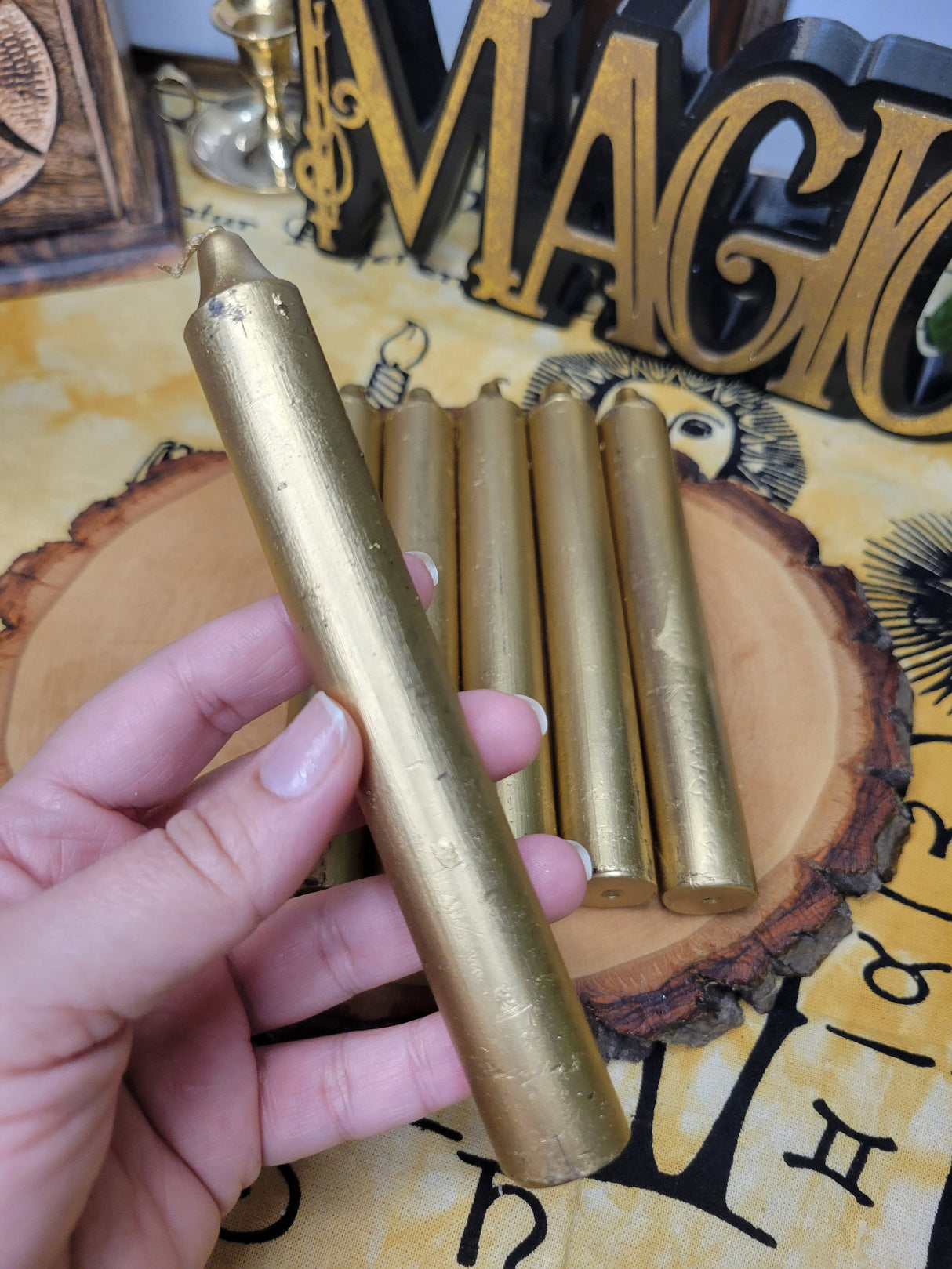 Gold Spell Candles: 6-Inch Ritual Candles - Pack of 10