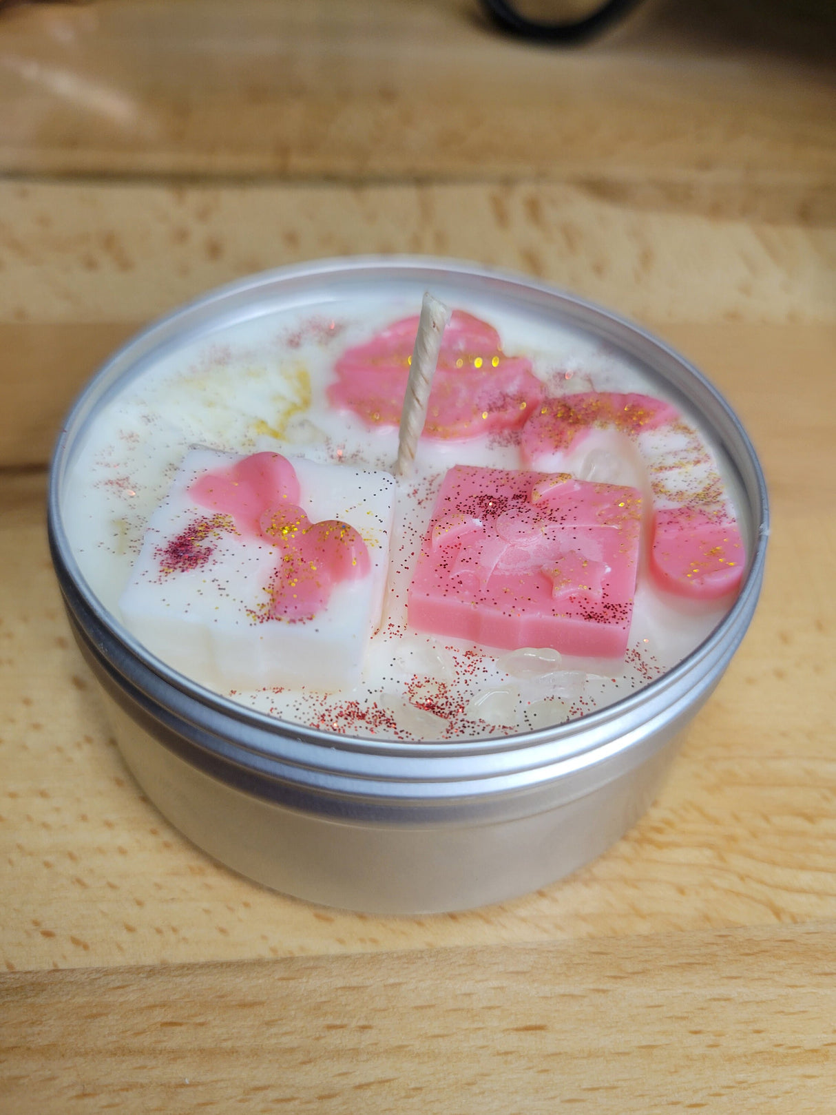 Christmas Tree Candle theme tin jar soy candle, Christmas intention candle