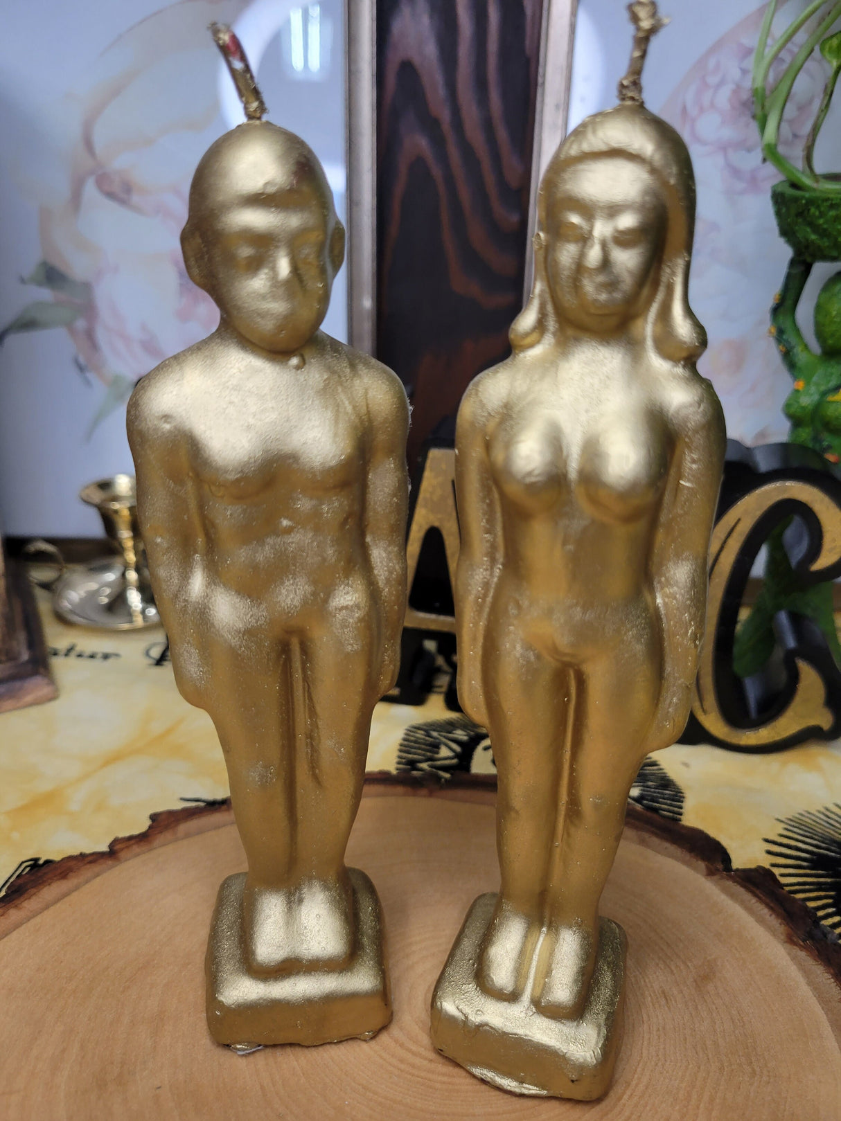 Gold Lady and Silver Man Figurine Candle: Ritual Spell Candle
