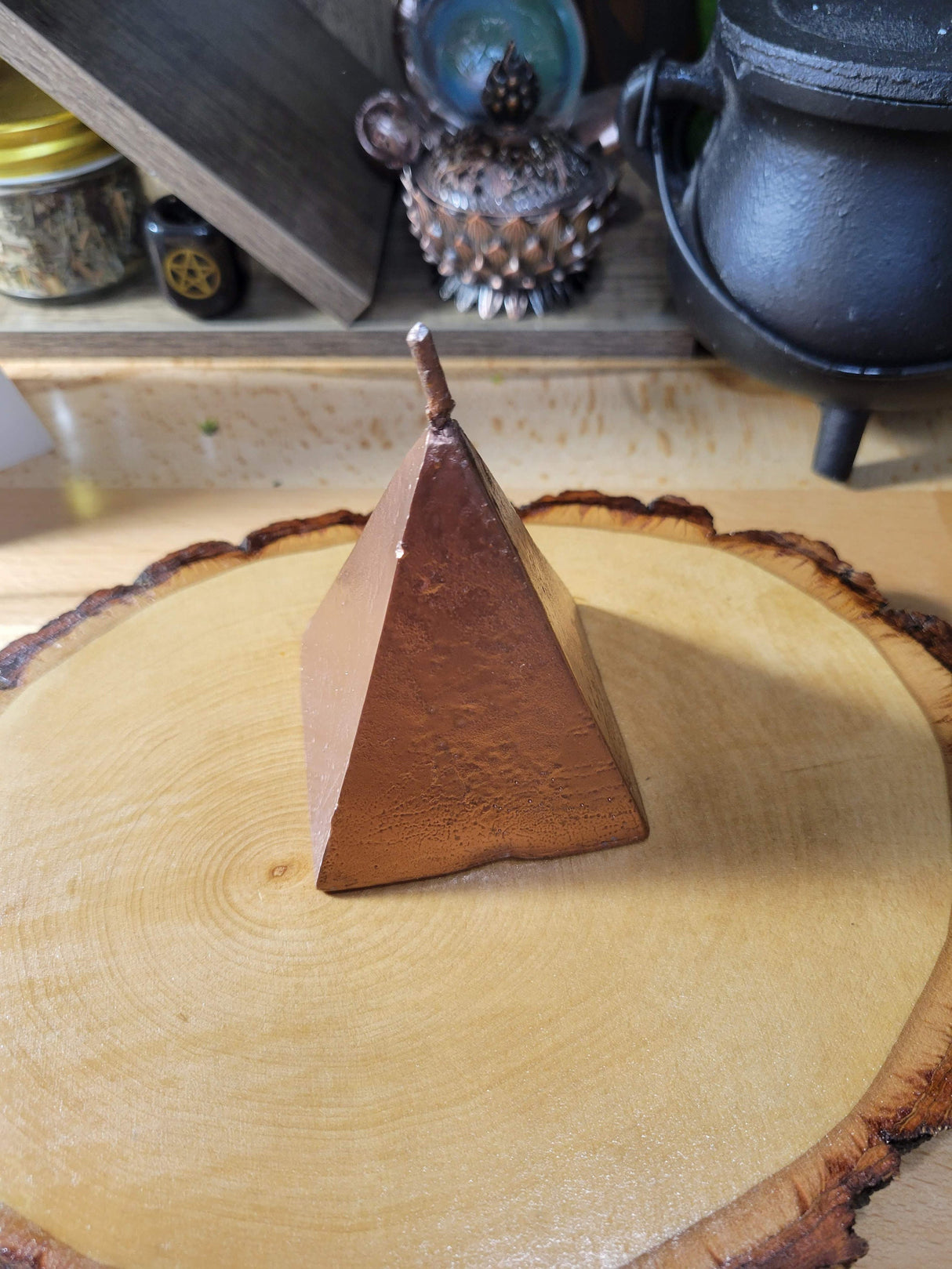 Copper Pyramid Candle, Abundance Ritual Candle, Altar Decoration