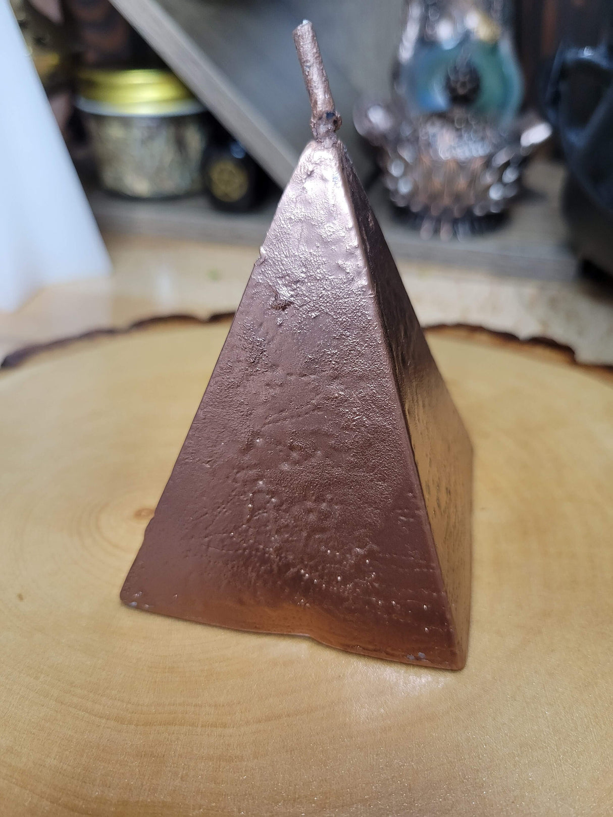 Copper Pyramid Candle, Abundance Ritual Candle, Altar Decoration