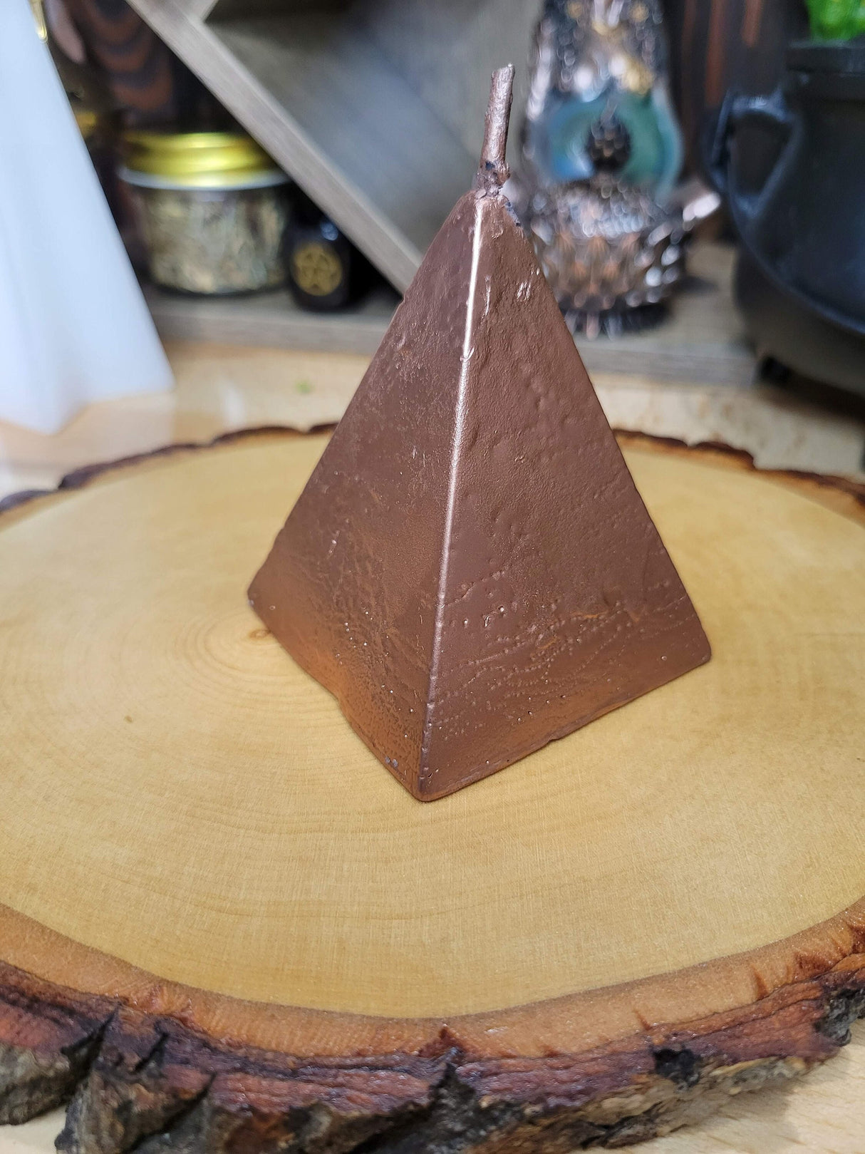 Copper Pyramid Candle, Abundance Ritual Candle, Altar Decoration