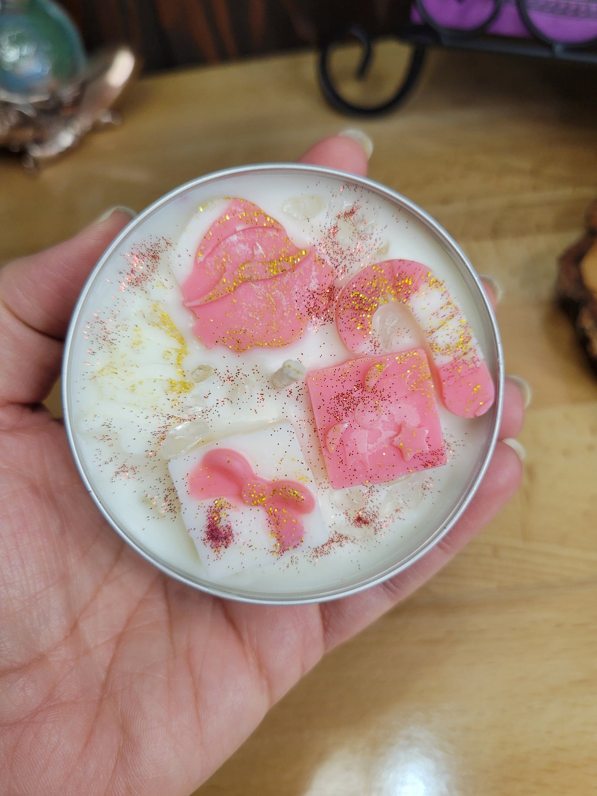 Christmas Tree Candle theme tin jar soy candle, Christmas intention candle