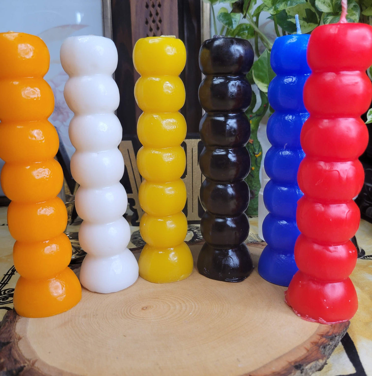 7 Knob Wishing Candle: Colorful Pillar Candle for Spells & Rituals Handmade