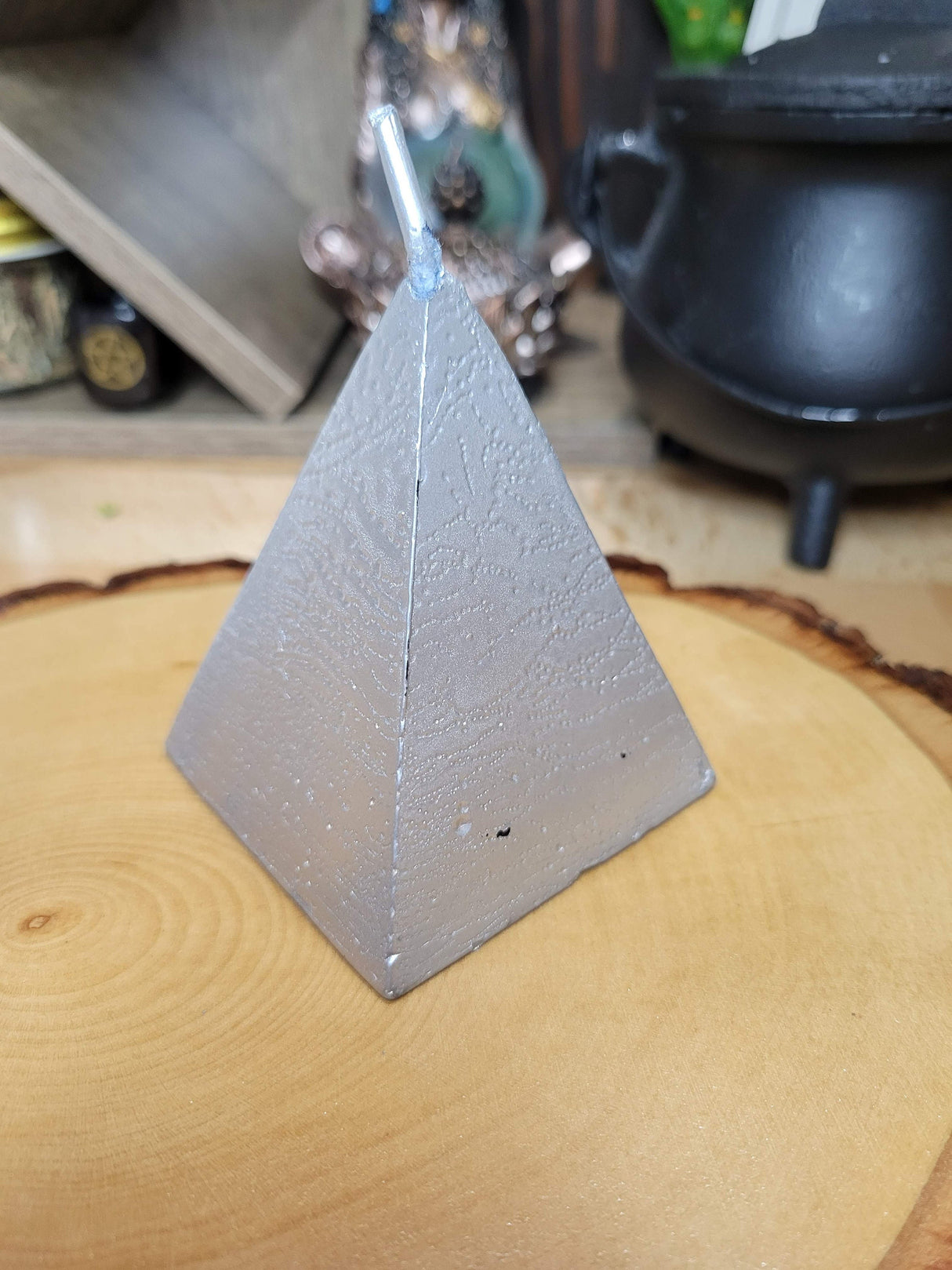 Silver Pyramid Candle: Abundance Spell, Altar Decoration