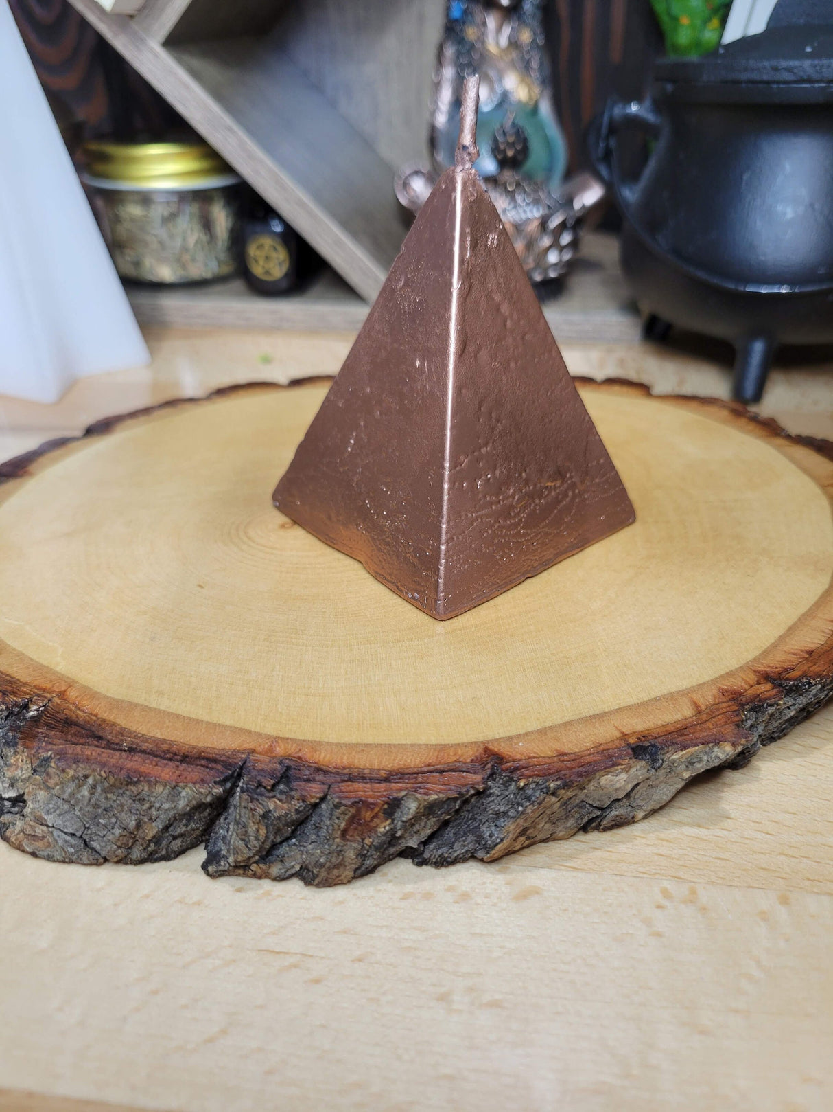 Copper Pyramid Candle, Abundance Ritual Candle, Altar Decoration