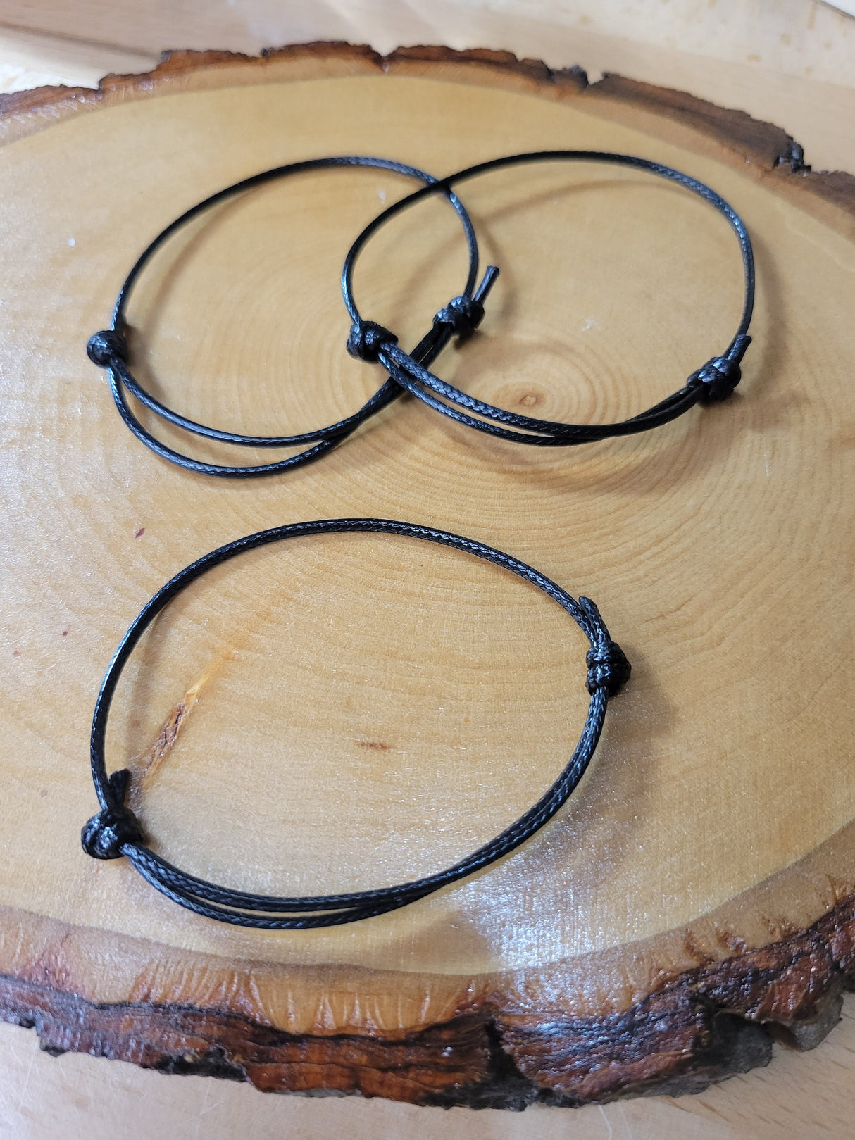 Adjustable Black Waxed Cord Bracelet: Minimalist Jewelry