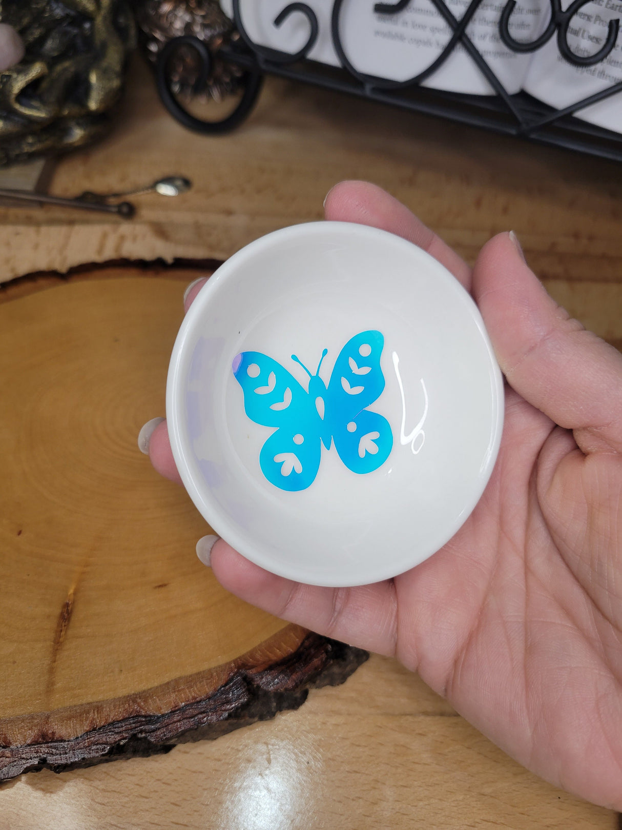 Handmade Butterfly Trinket Dish: Small Ceramic Jewelry Holder