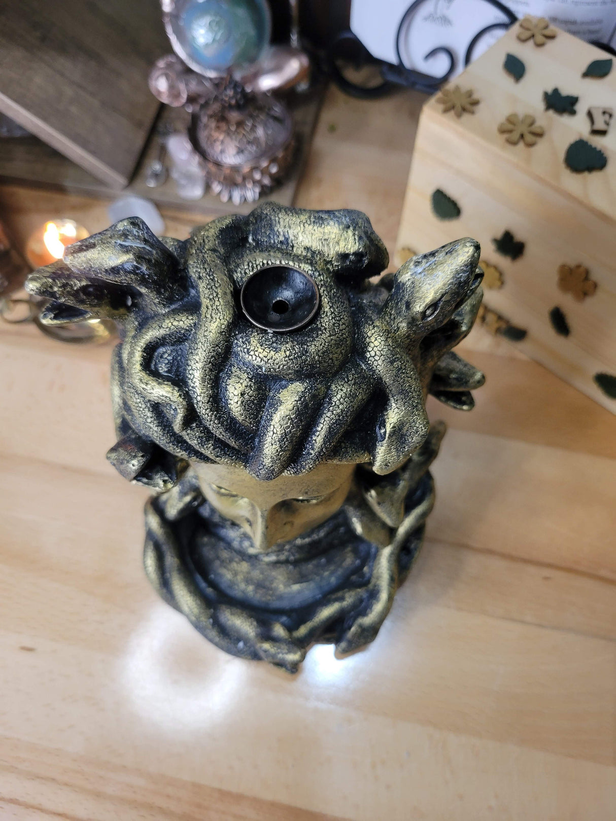Handmade Medusa Backflow Incense Burner: Ceramic Altar Decoration