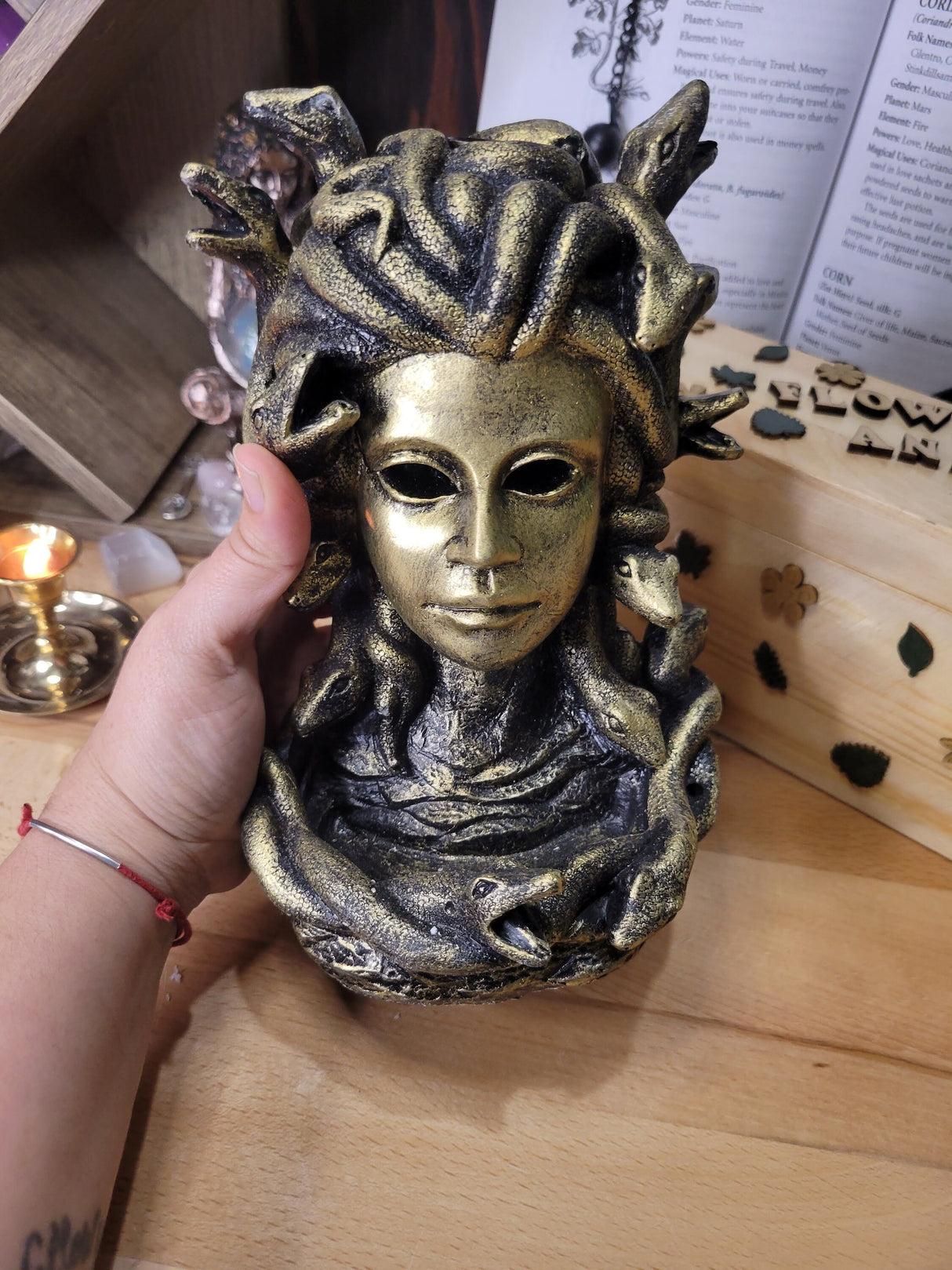 Handmade Medusa Backflow Incense Burner: Ceramic Altar Decoration