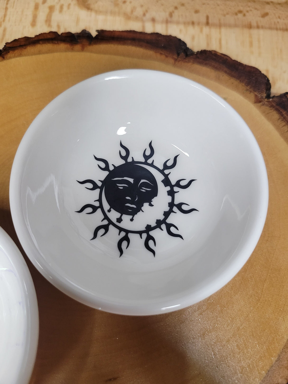 Moon & Sun Handmade trinket dish, small dish, candle holder, Moon and Sun Jewelry holder, Crystals Holders