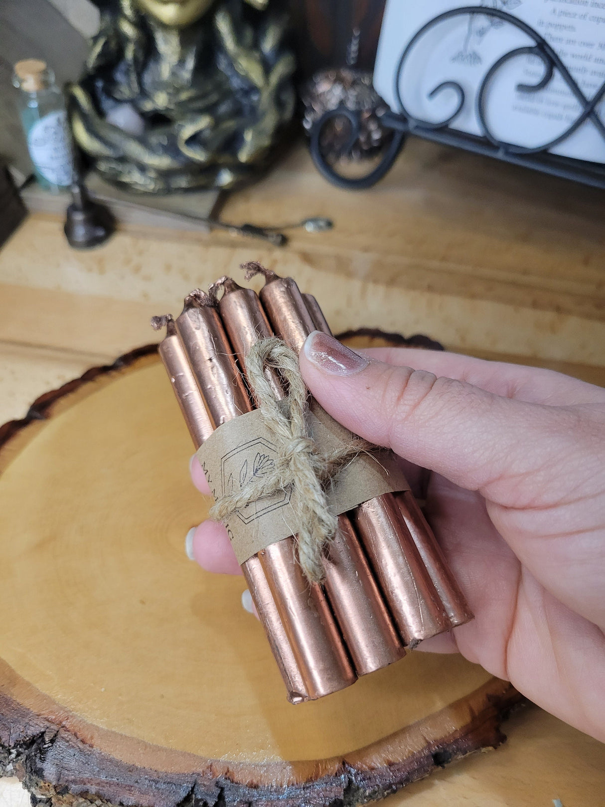 Gold, Silver, and Copper Pack of 10, Chime Candle Spell candles, Sun and moon Candles