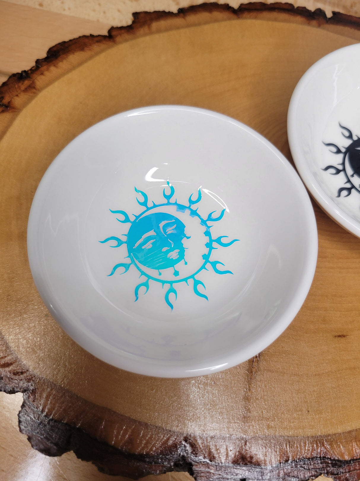 Moon & Sun Handmade trinket dish, small dish, candle holder, Moon and Sun Jewelry holder, Crystals Holders