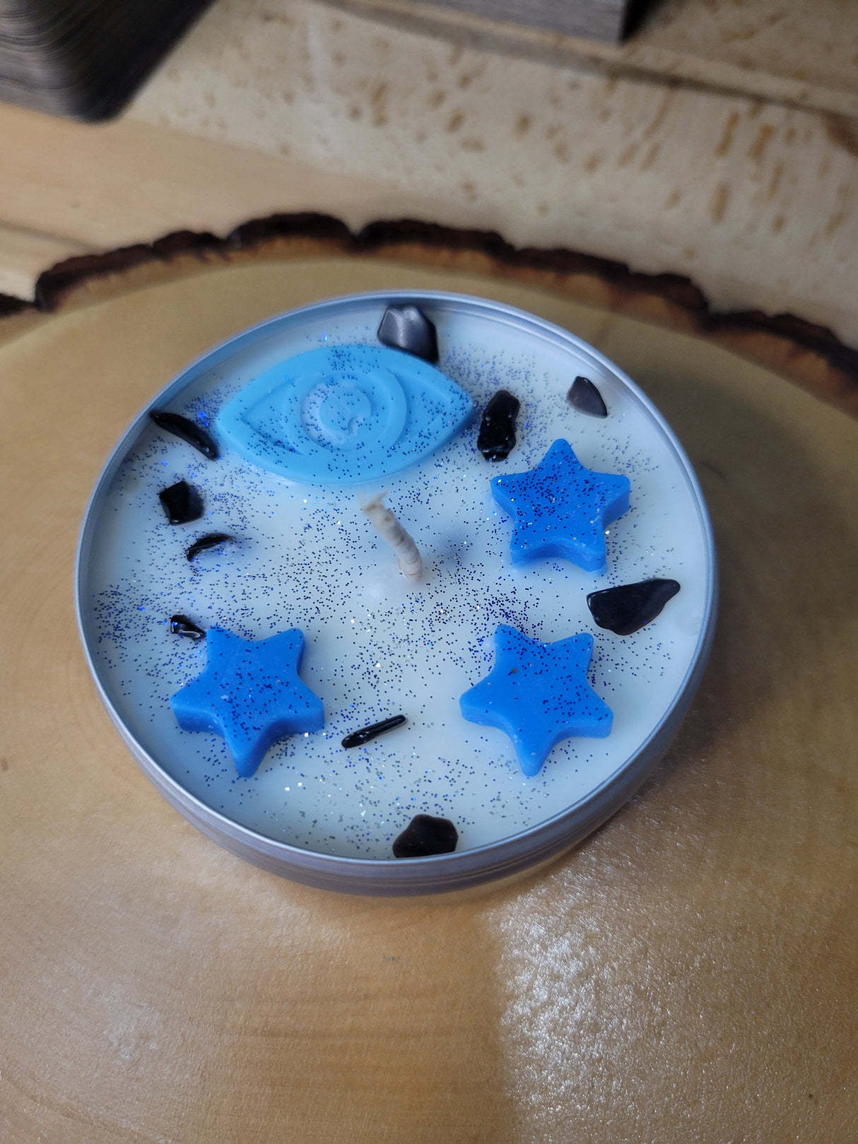 Evil Eye Protection Candle: Santal Scented Soy Candle, 4 oz Tin