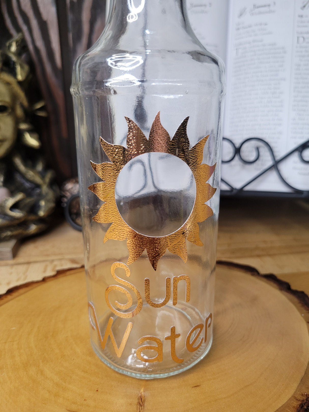 Moon and Sun Glass Bottle, Witchy Spell Jar with Cork