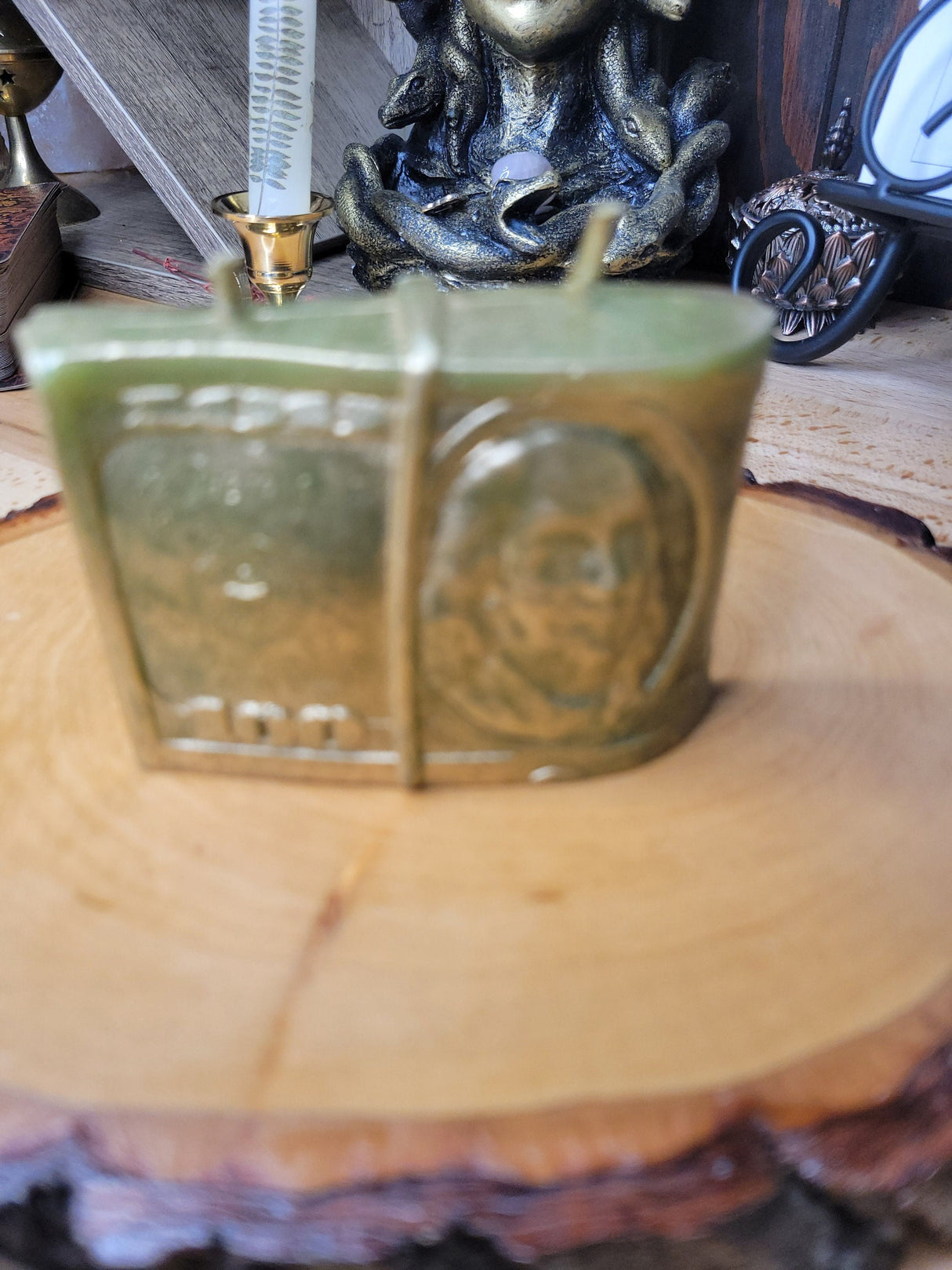Handmade Green Money Candle: Manifest Abundance, Witchy Spell Candle