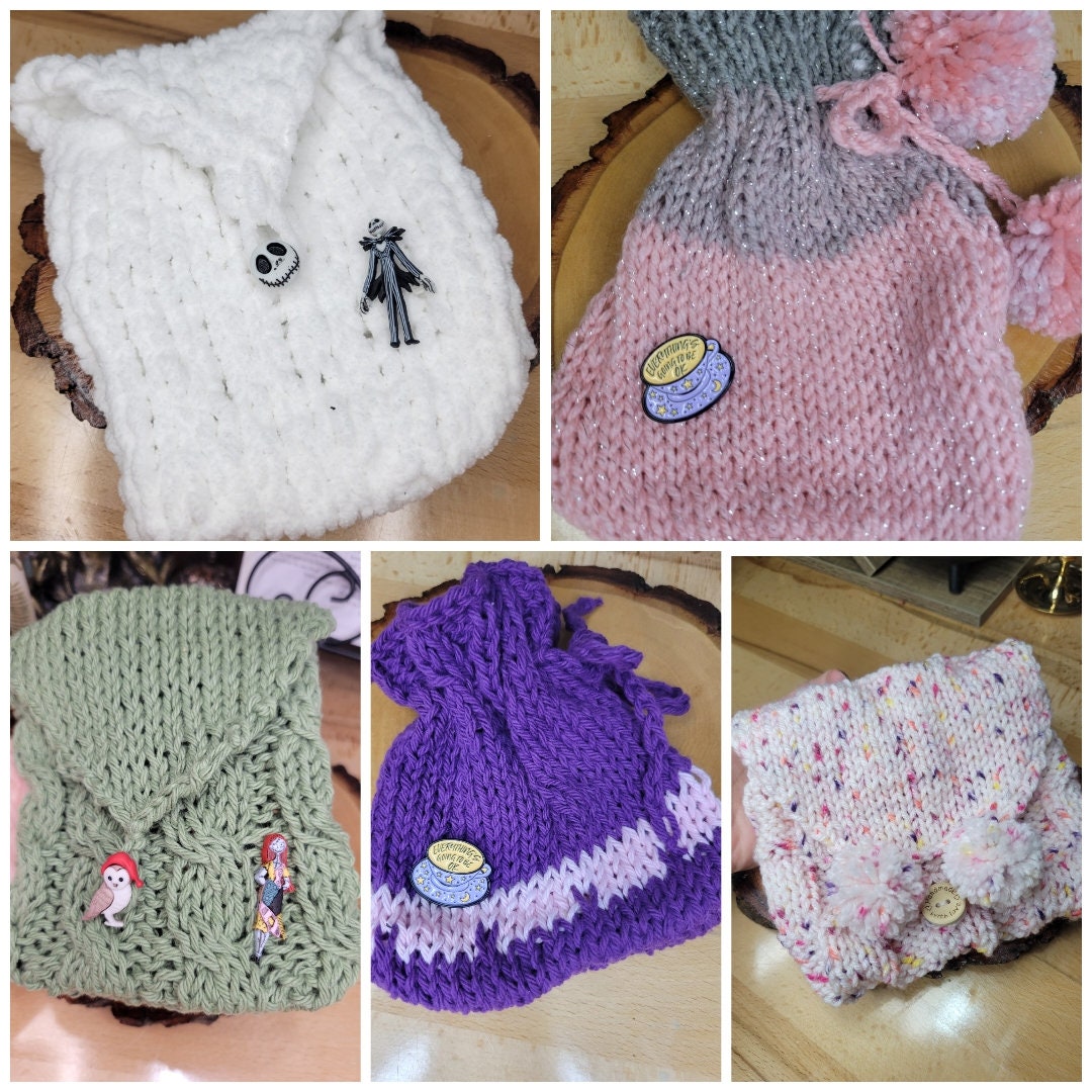 Handmade Knit Tarot Bag, Crystal Crochet Small Bag, Gift for Her