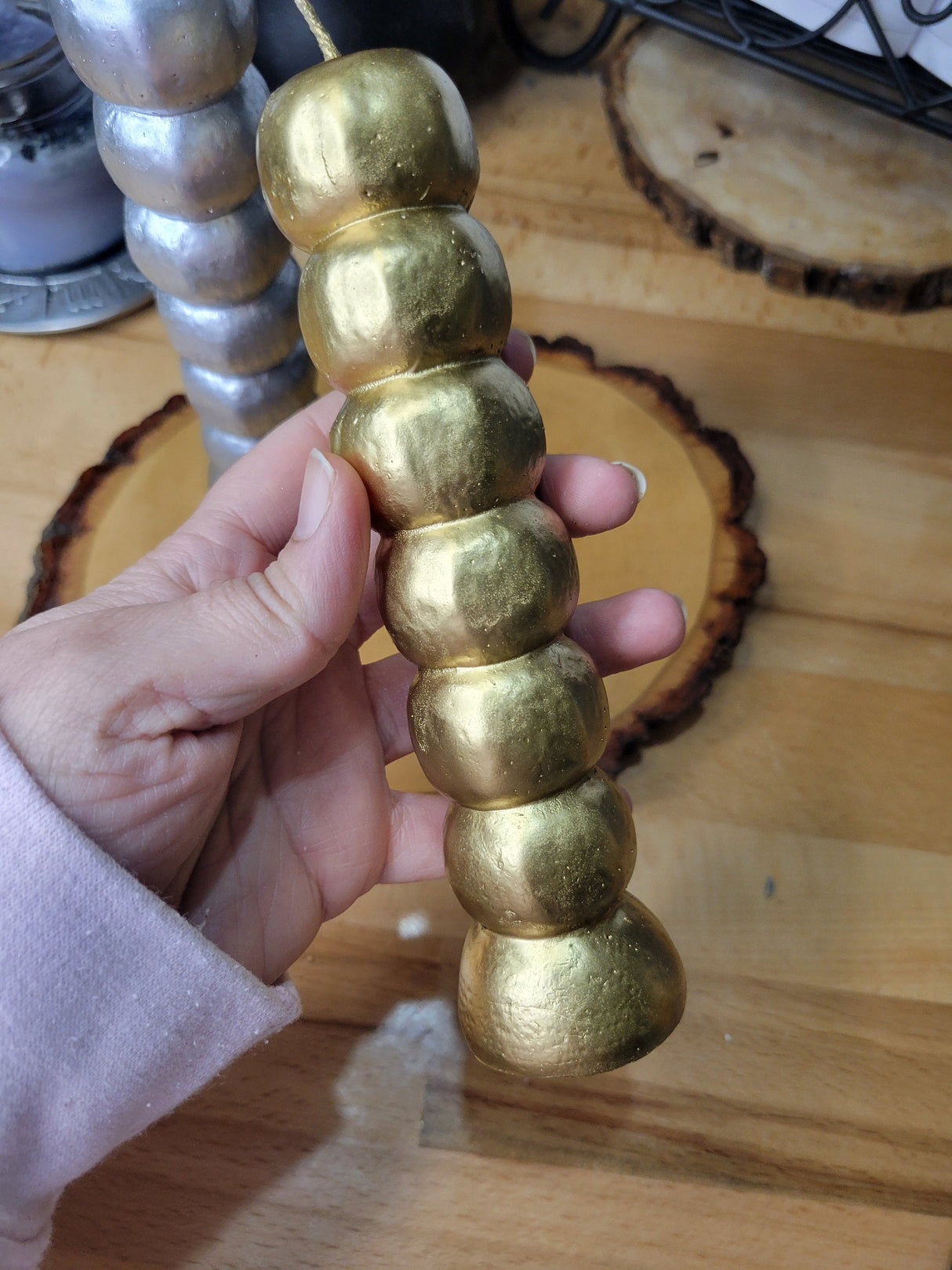 Seven Knob Wishing Candle: Gold and Silver Spell Candle
