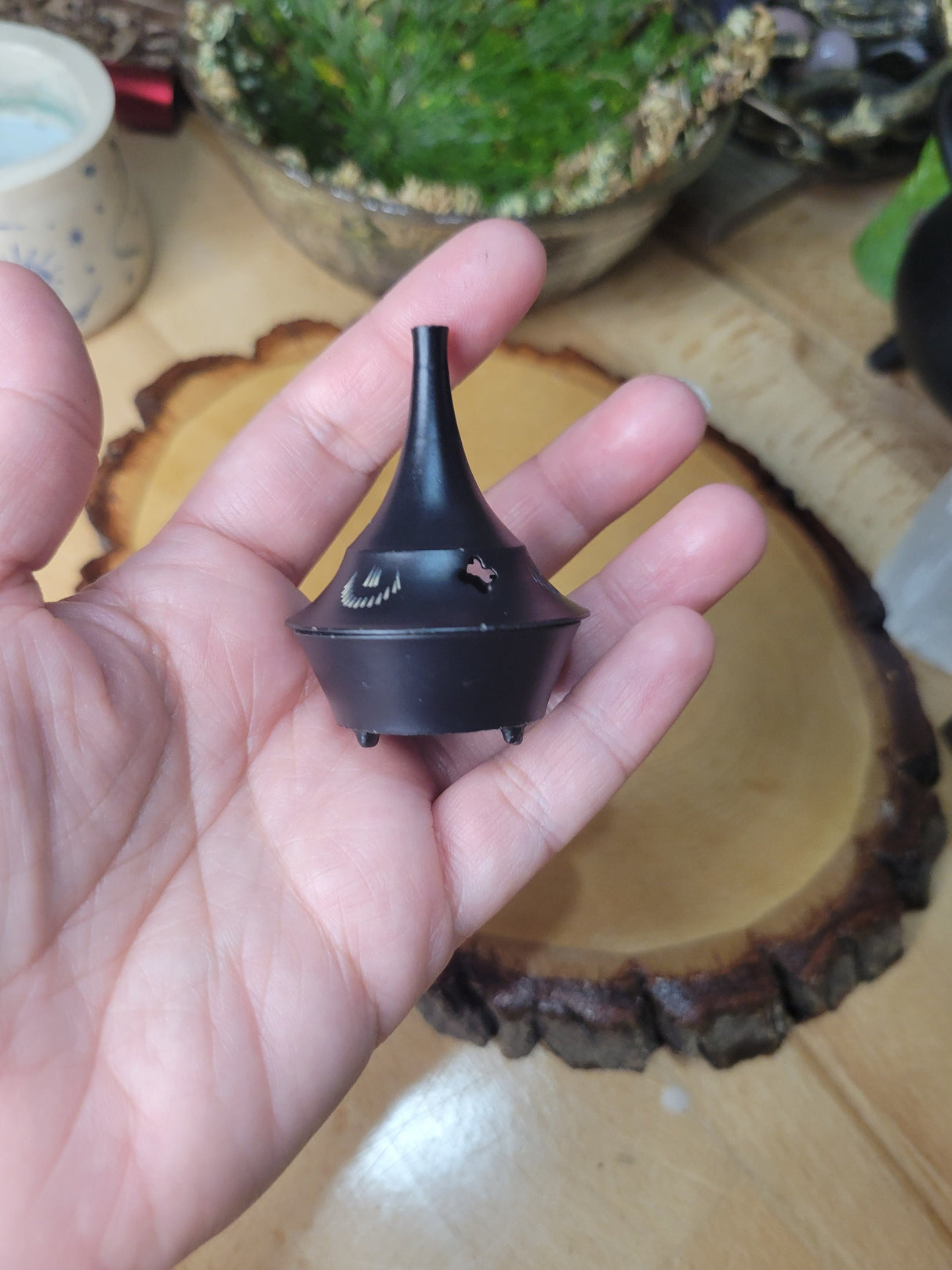 Black Metal Incense Cone Burner: Altar Home Decor