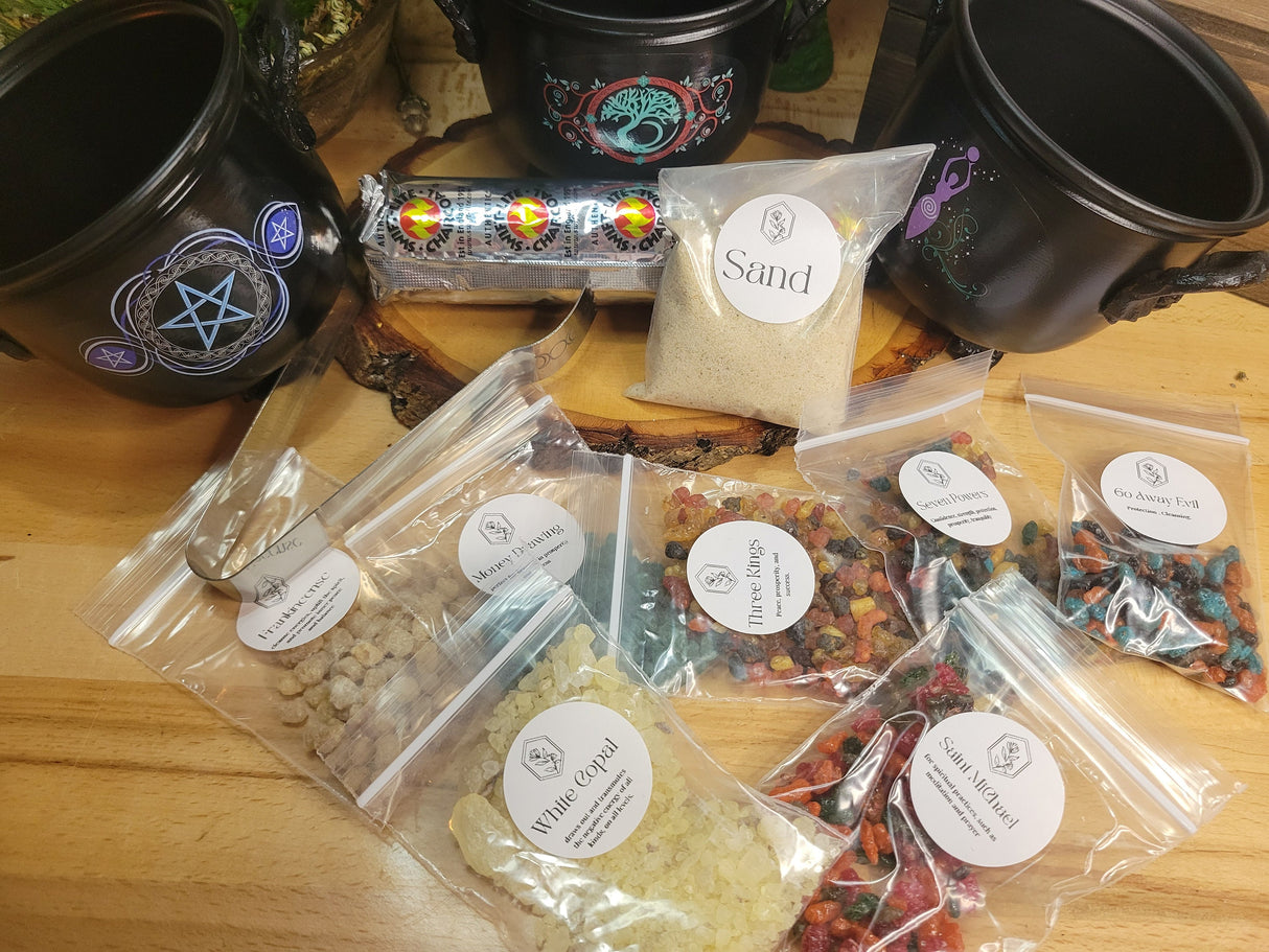 Cauldron Resin Burner, Starter Kit, Charcoal Burner, Loose Incense Kit, Incense, Altar Incense, Altar Tool