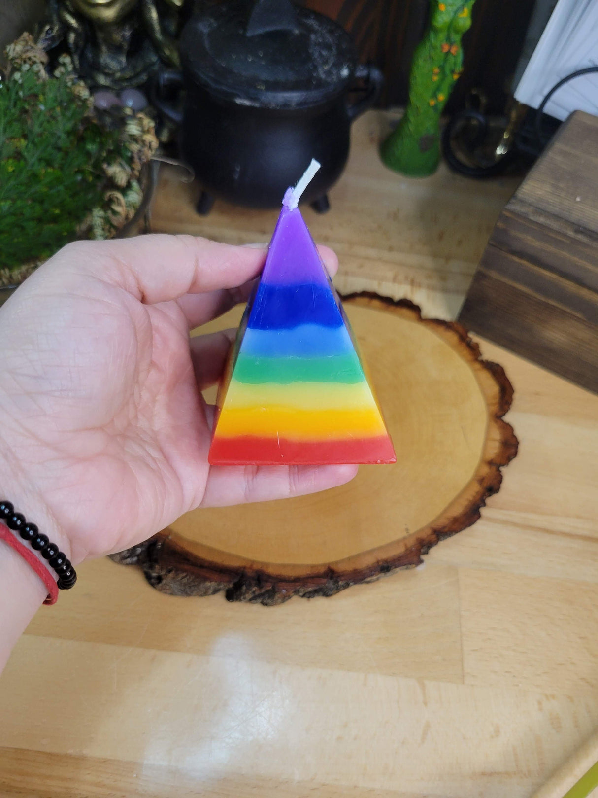 Seven Chakras Pyramid Candle: Unscented Paraffin Wax, Ritual Spell Candle