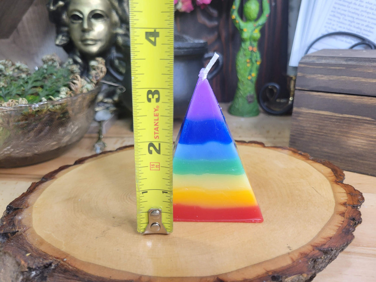 Seven Chakras Pyramid Candle: Unscented Paraffin Wax, Ritual Spell Candle