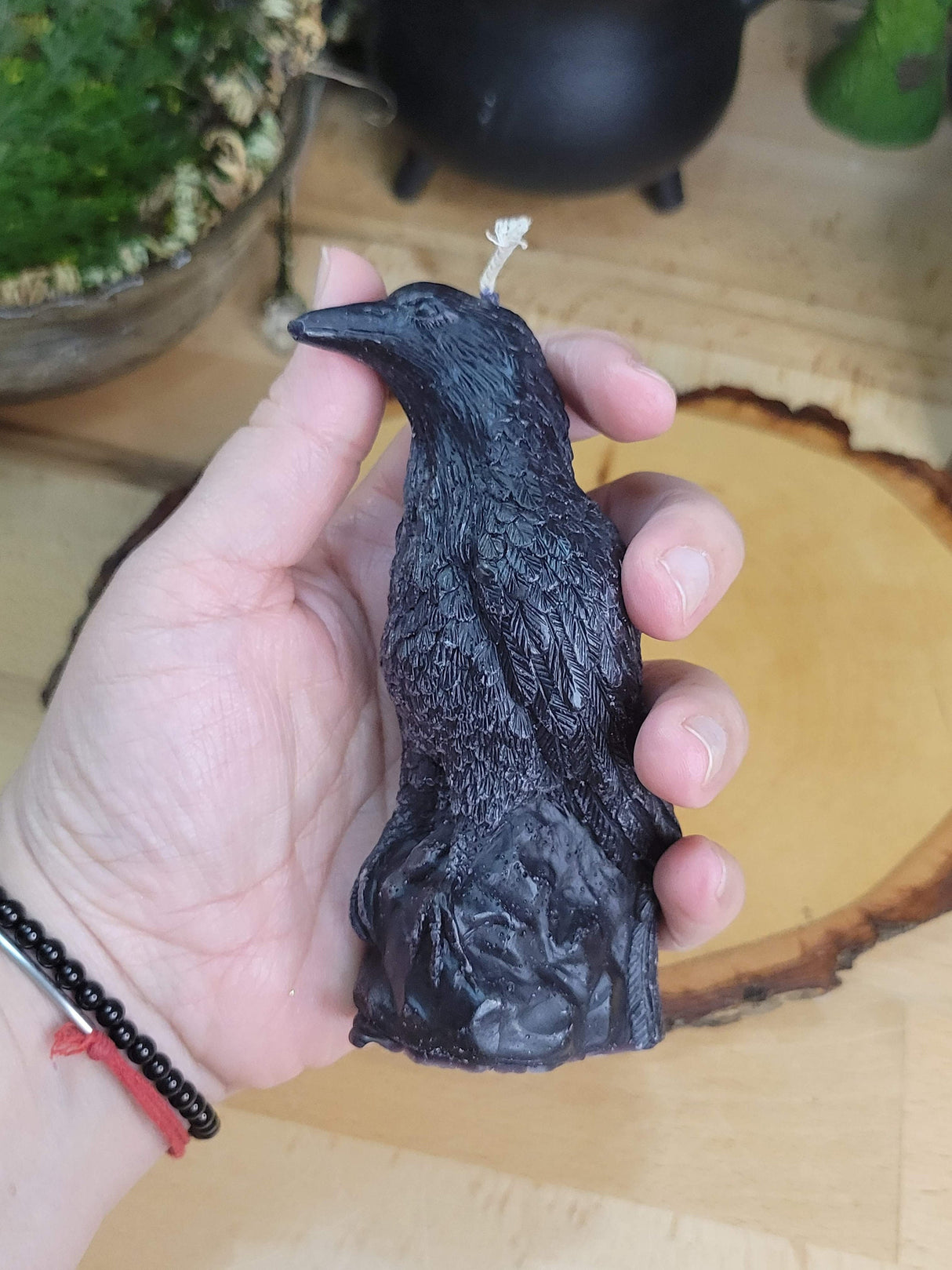 Handmade Raven Figurine Candle: Altar Decor, Spirit Animal