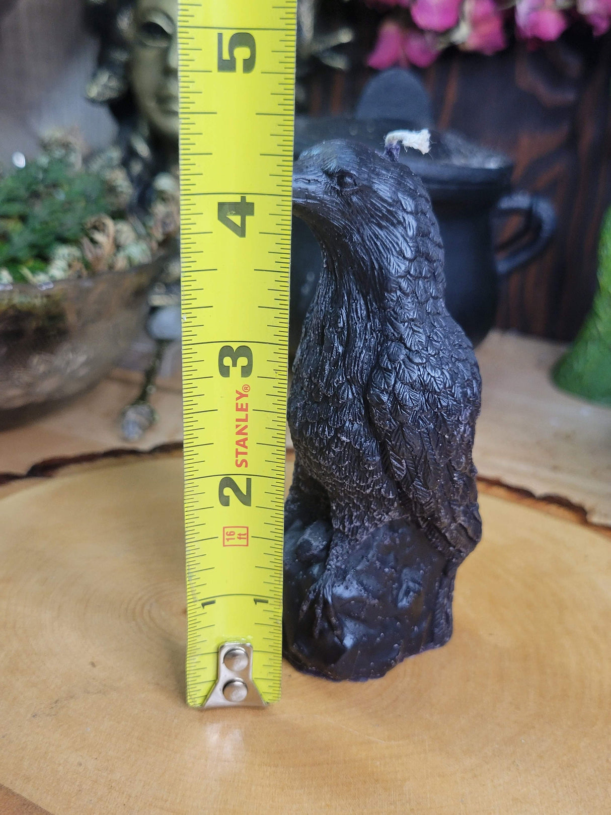 Handmade Raven Figurine Candle: Altar Decor, Spirit Animal