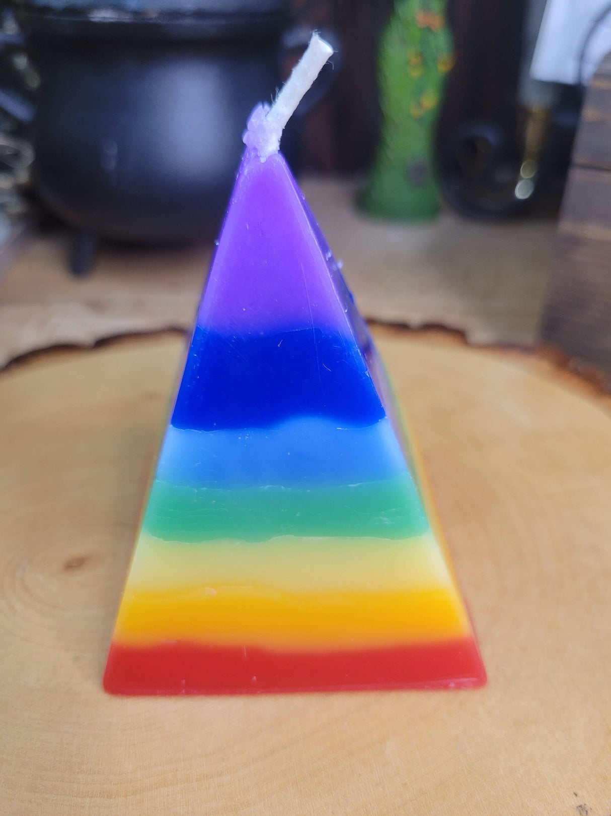 Seven Chakras Pyramid Candle: Unscented Paraffin Wax, Ritual Spell Candle