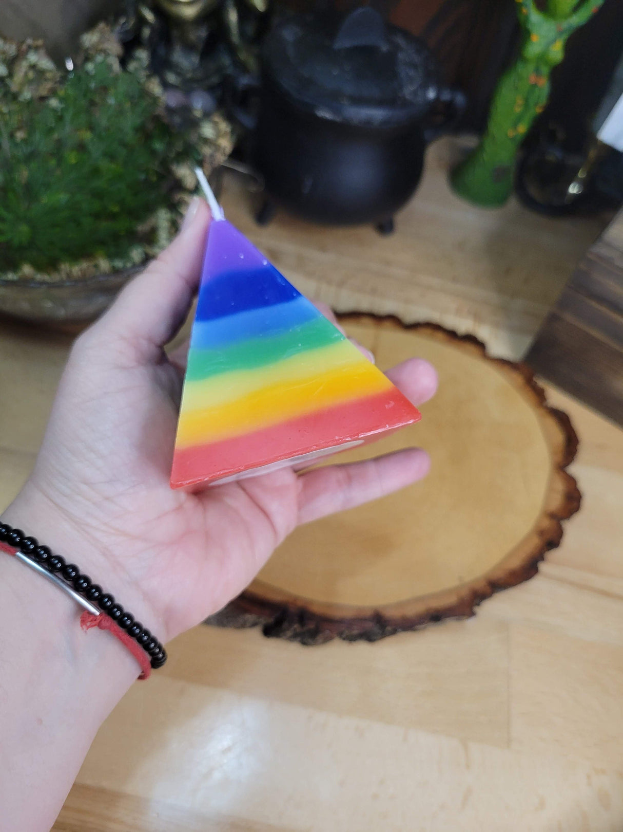 Seven Chakras Pyramid Candle: Unscented Paraffin Wax, Ritual Spell Candle