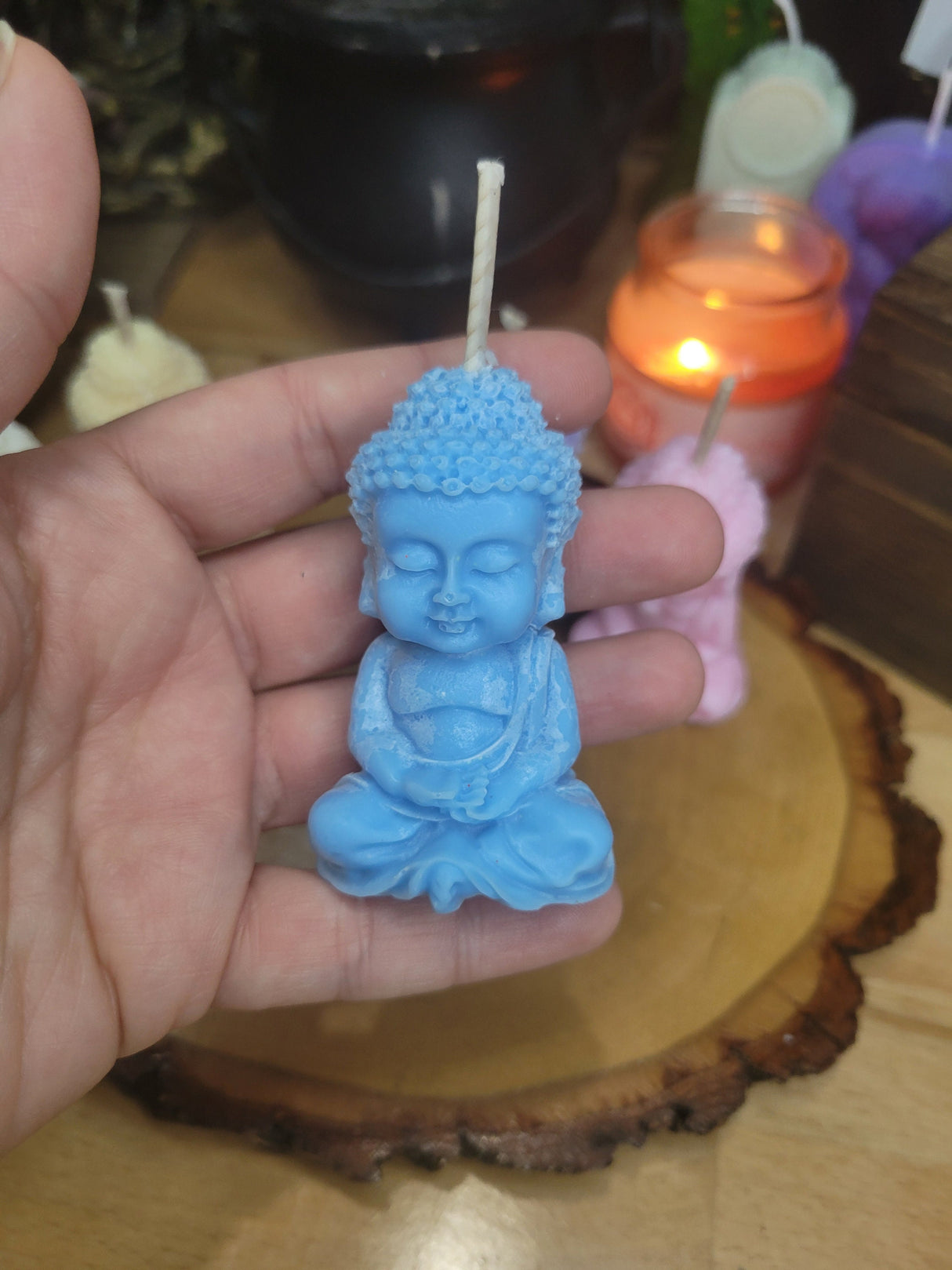 Small Buddha Soy Candle: Colorful Altar Decoration