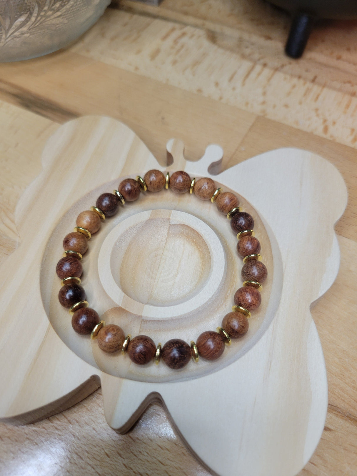 Natural Quartz Bracelets with Wood Beads Stretchy Bracelets Stacking Bracelets Quartz Lover Gift