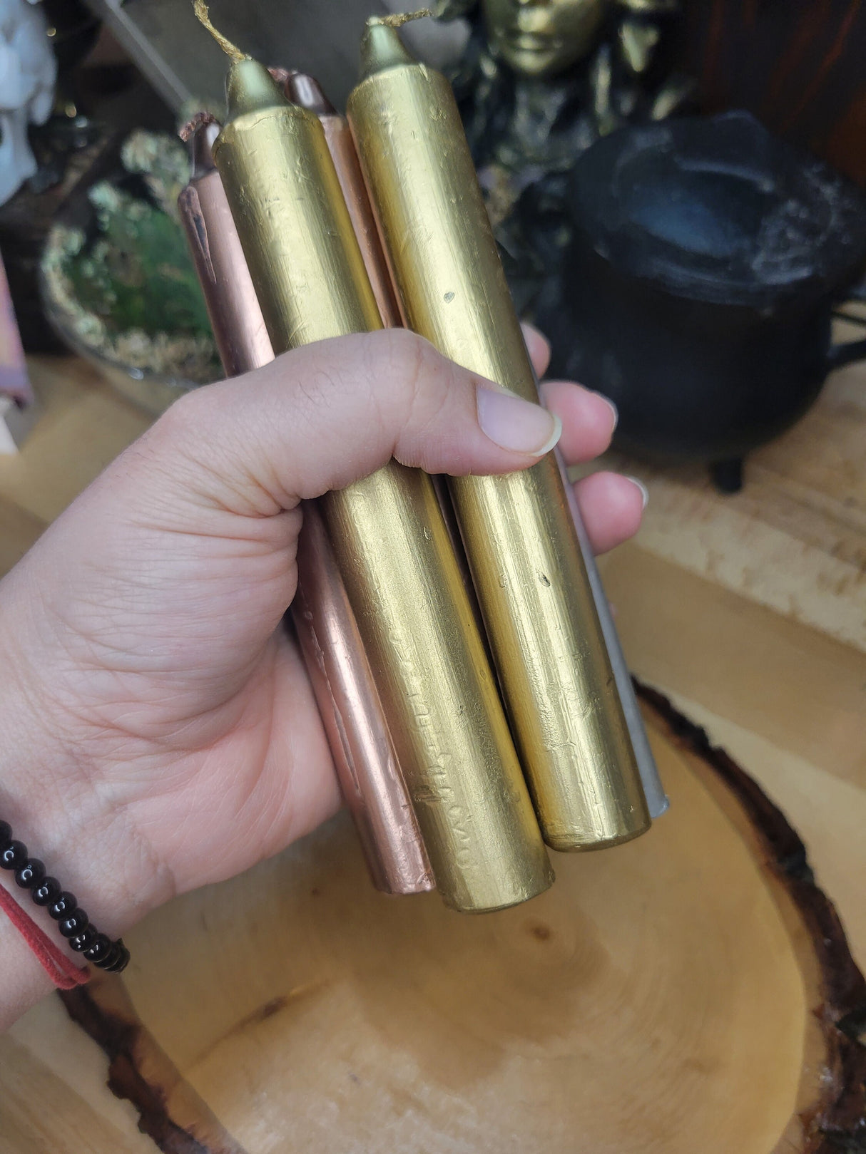 Metallic Taper Candle Set: Gold, Silver, Copper - 6 Inches