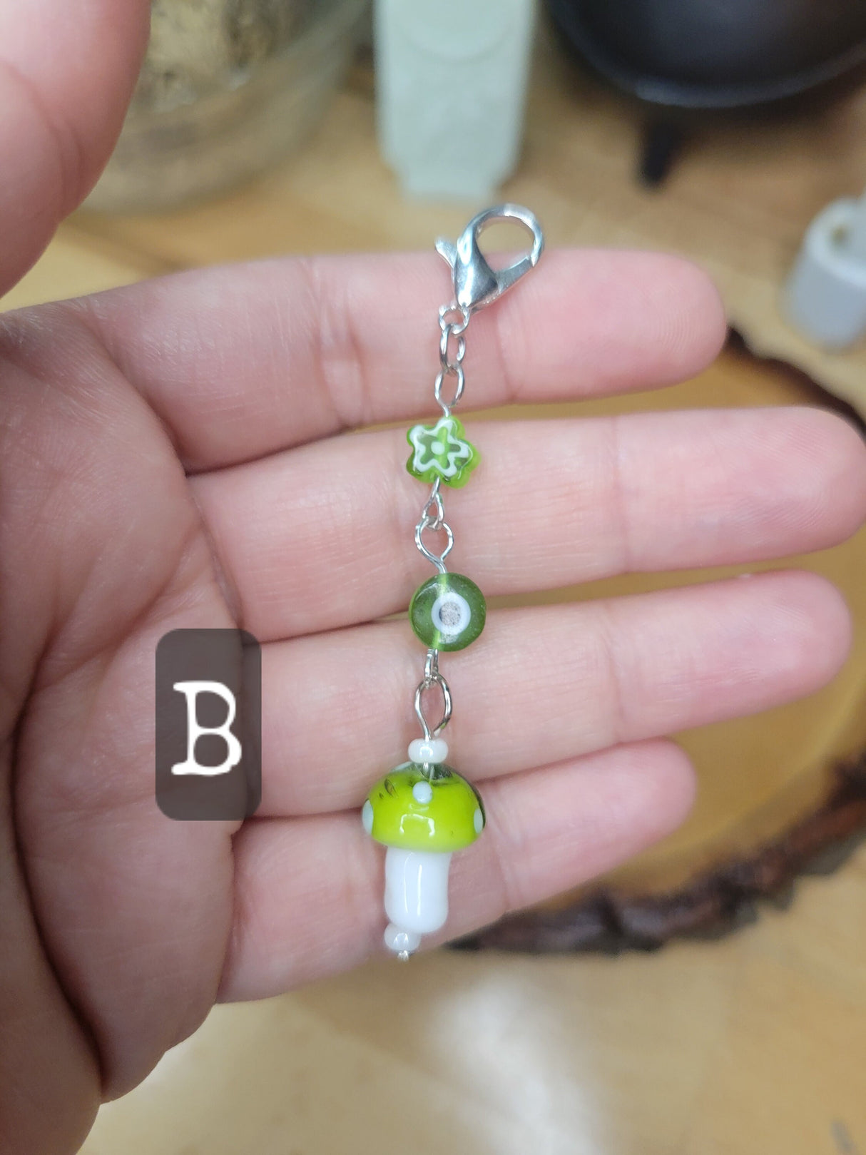 Mushroom Evil Eye Pendants and Brass Lobster Claw Clasps Nature Pendants Evil Eye Pendants