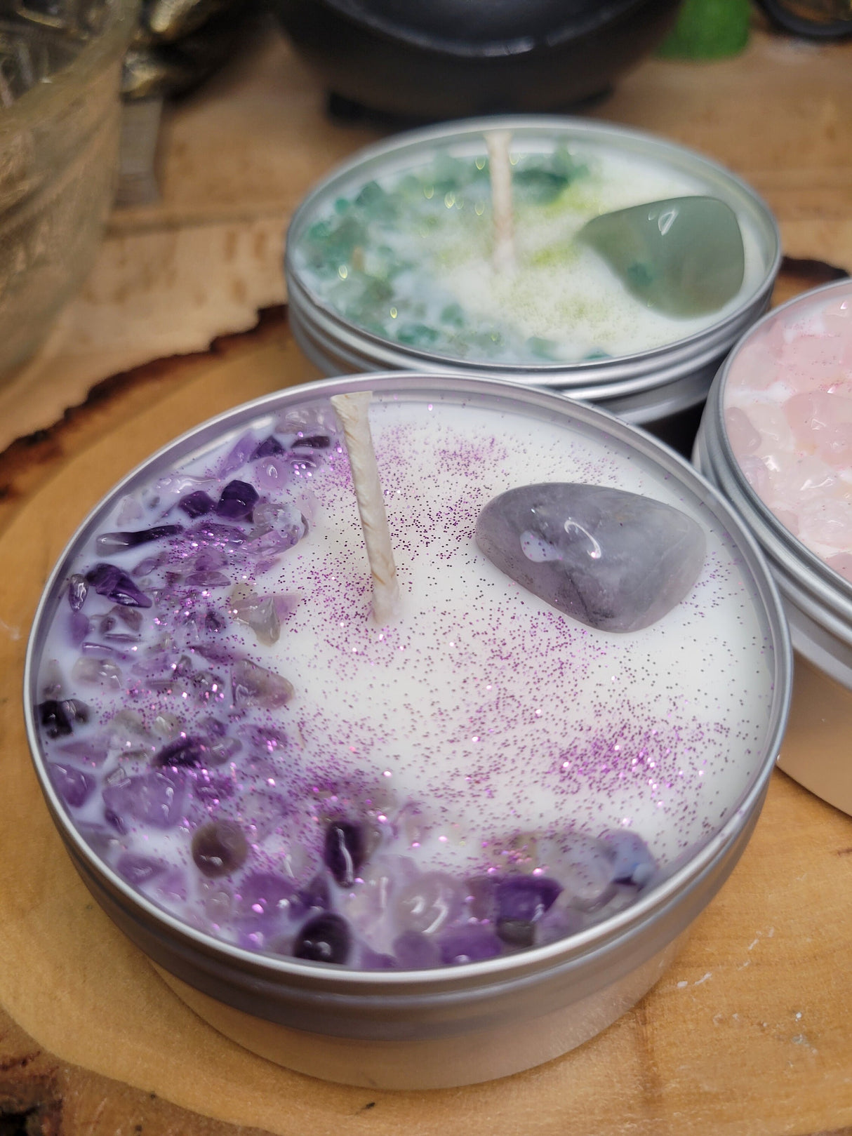 Crystal Candles Spiritual Birthday Gifts Soy Candle Homemade Meditation Scented Manifestation Crystal Candle