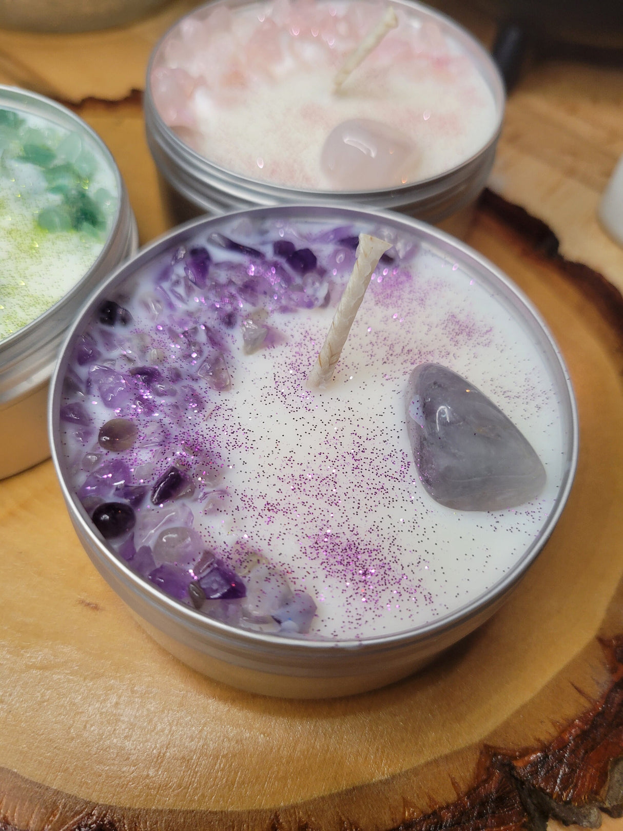 Crystal Candles Spiritual Birthday Gifts Soy Candle Homemade Meditation Scented Manifestation Crystal Candle