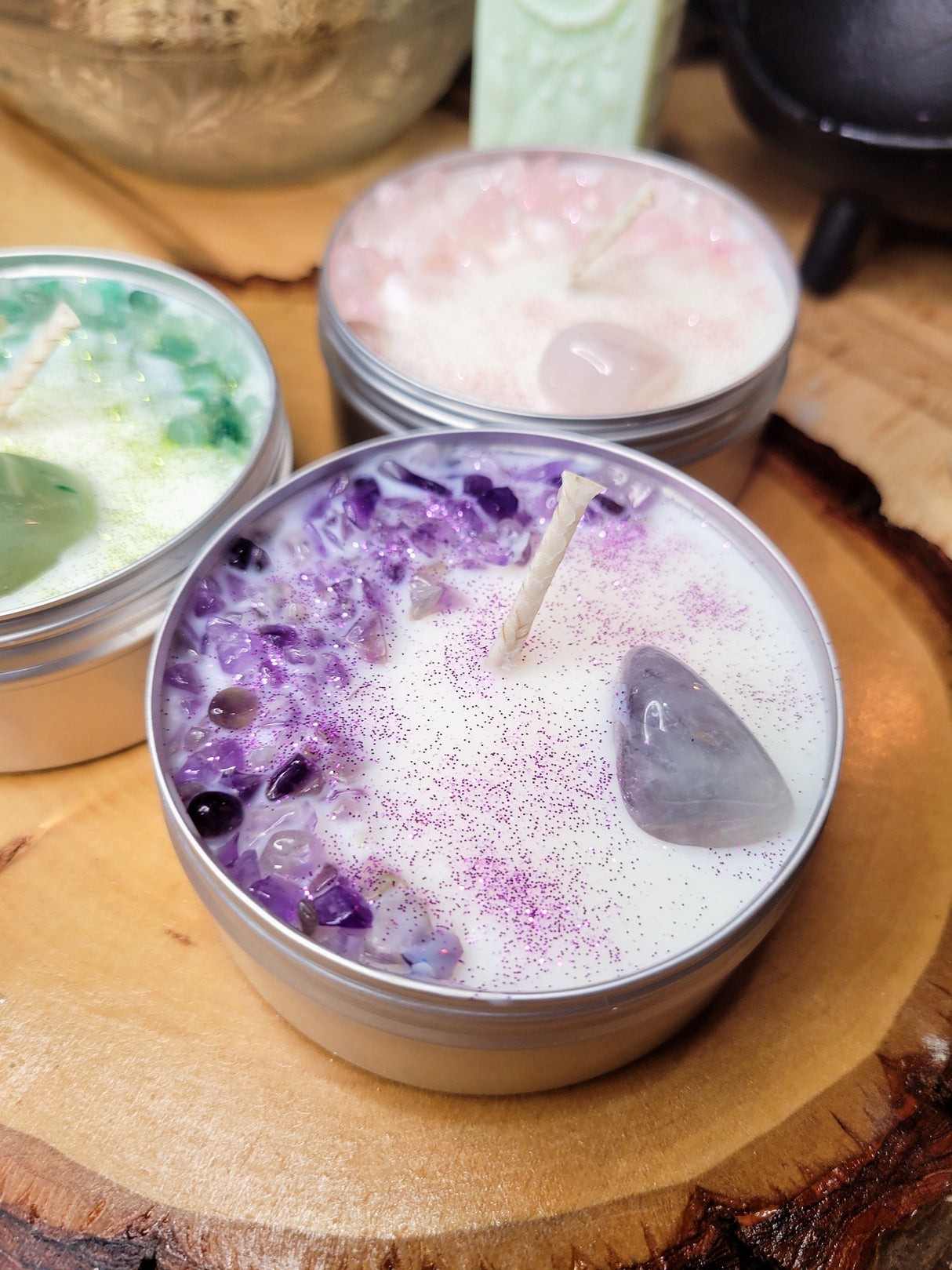Crystal Candle: Homemade Soy Candle, Spiritual Gift for Meditation