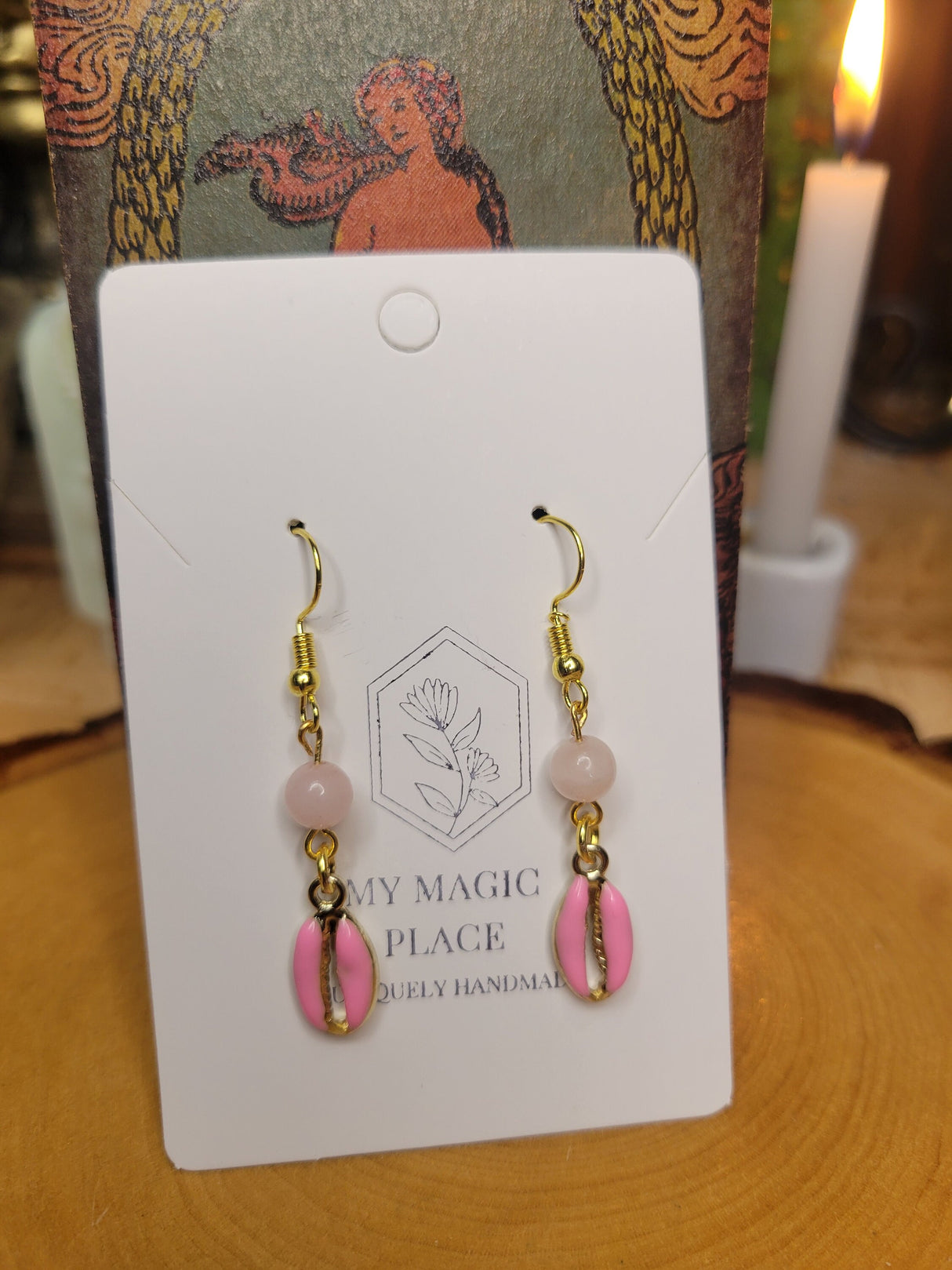 Cowrie Shells Crystal Earrings Colored Cowrie Shell Earrings Handmade Earrings Selenite Earrings