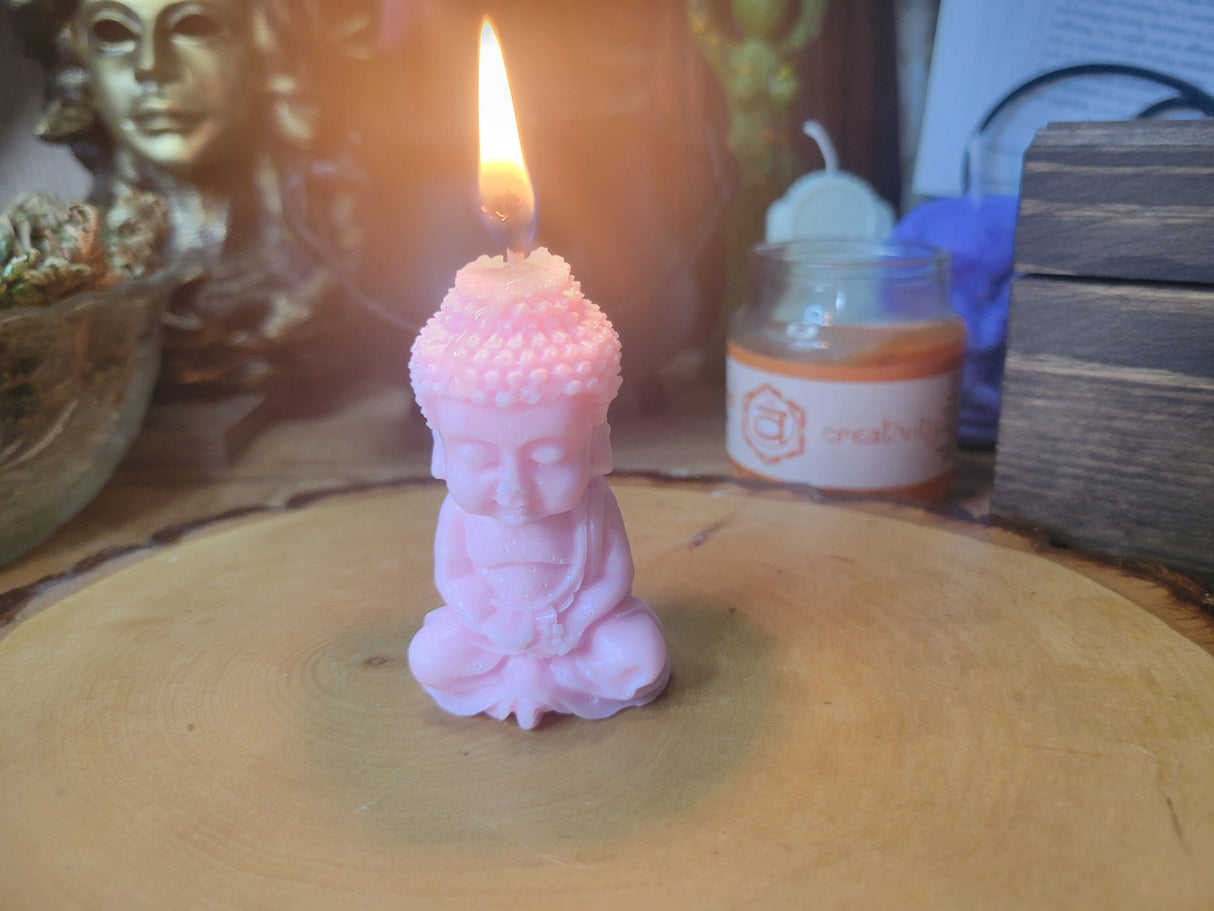 Small Buddha Soy Candle: Colorful Altar Decoration