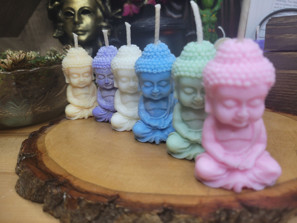 Small Buddha Soy Candle: Colorful Altar Decoration