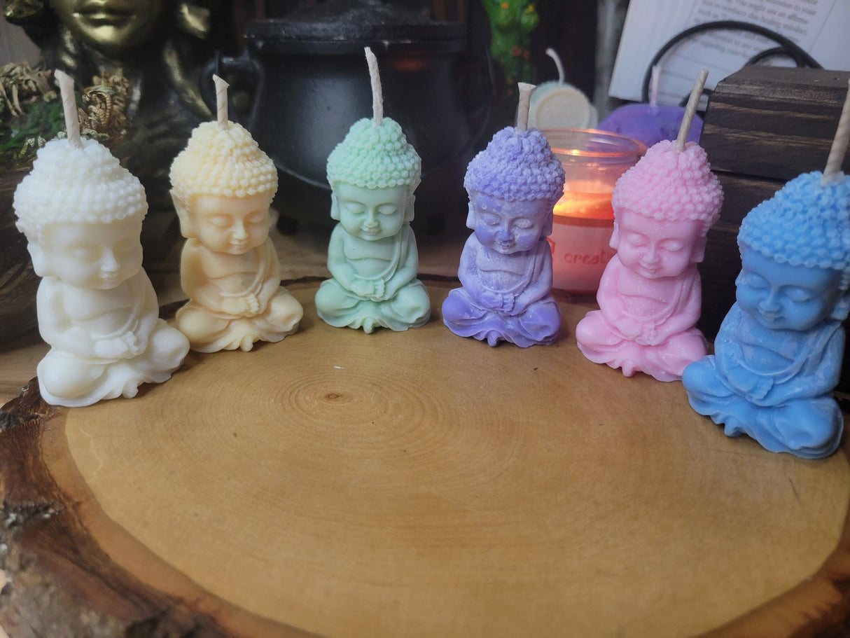Small Buddha Soy Candle: Colorful Altar Decoration