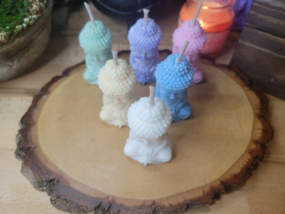Small Buddha Soy Candle: Colorful Altar Decoration