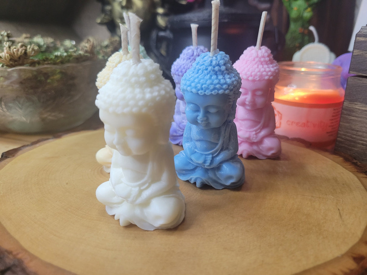 Small Buddha Soy Candle: Colorful Altar Decoration