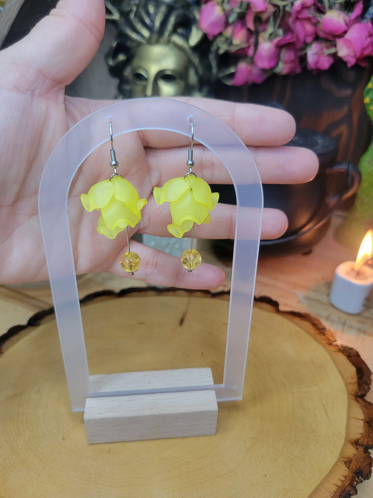 Flower Petal Dangle Earrings: Gemstone Crystal Earrings
