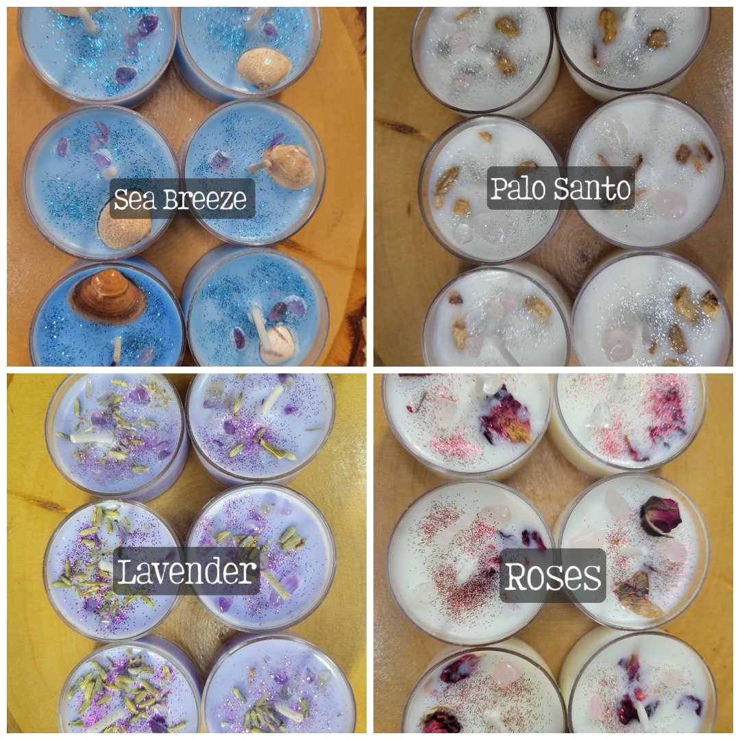 Six Pack of Soy Scented Candles with Herbs and Crystals