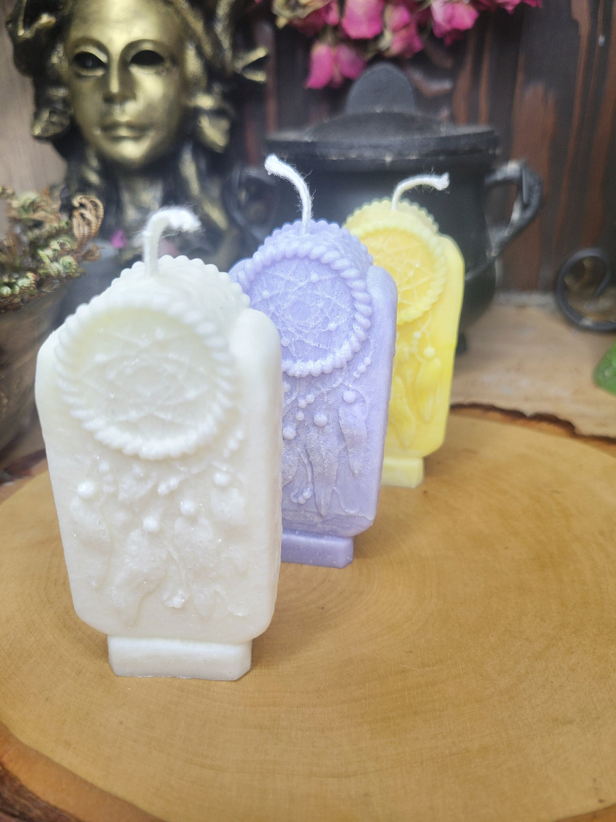 Dreamcatcher Candle, Colored Dreamcatcher Pillar Candle, Ritual Candles, Pillar Candles