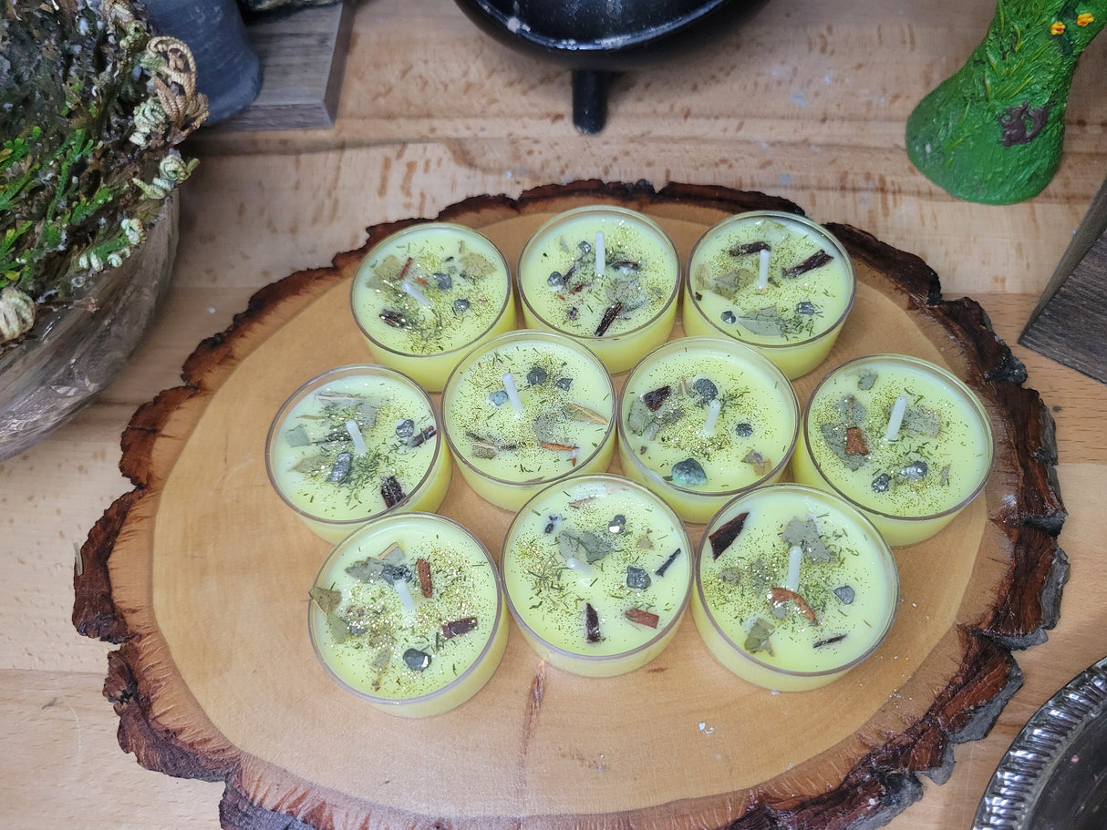 Prosperity Candle Set - Abundance Tea Light Candles for Wealth Drawing & Manifestation Rituals